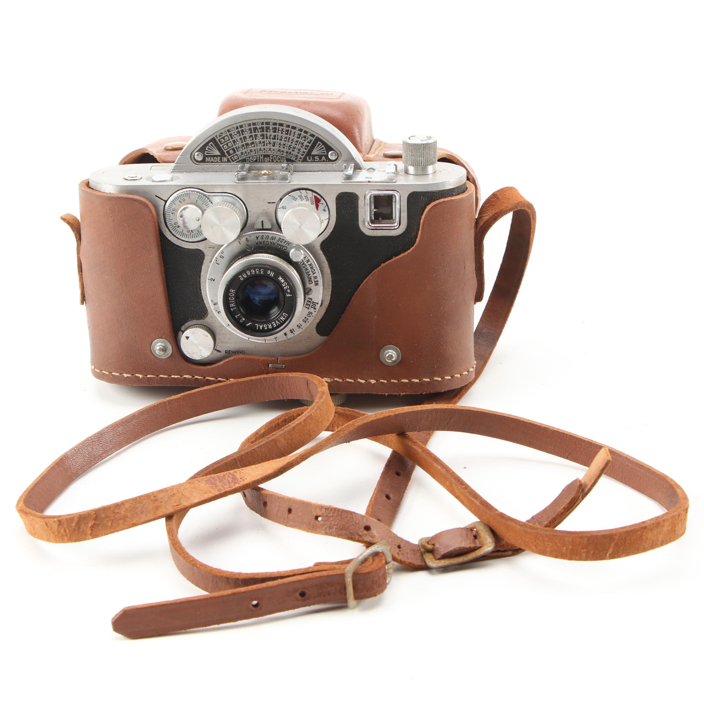 Mercury and Ansco  35mm Rangefinder Cameras with Leather Cases, circa 1950s