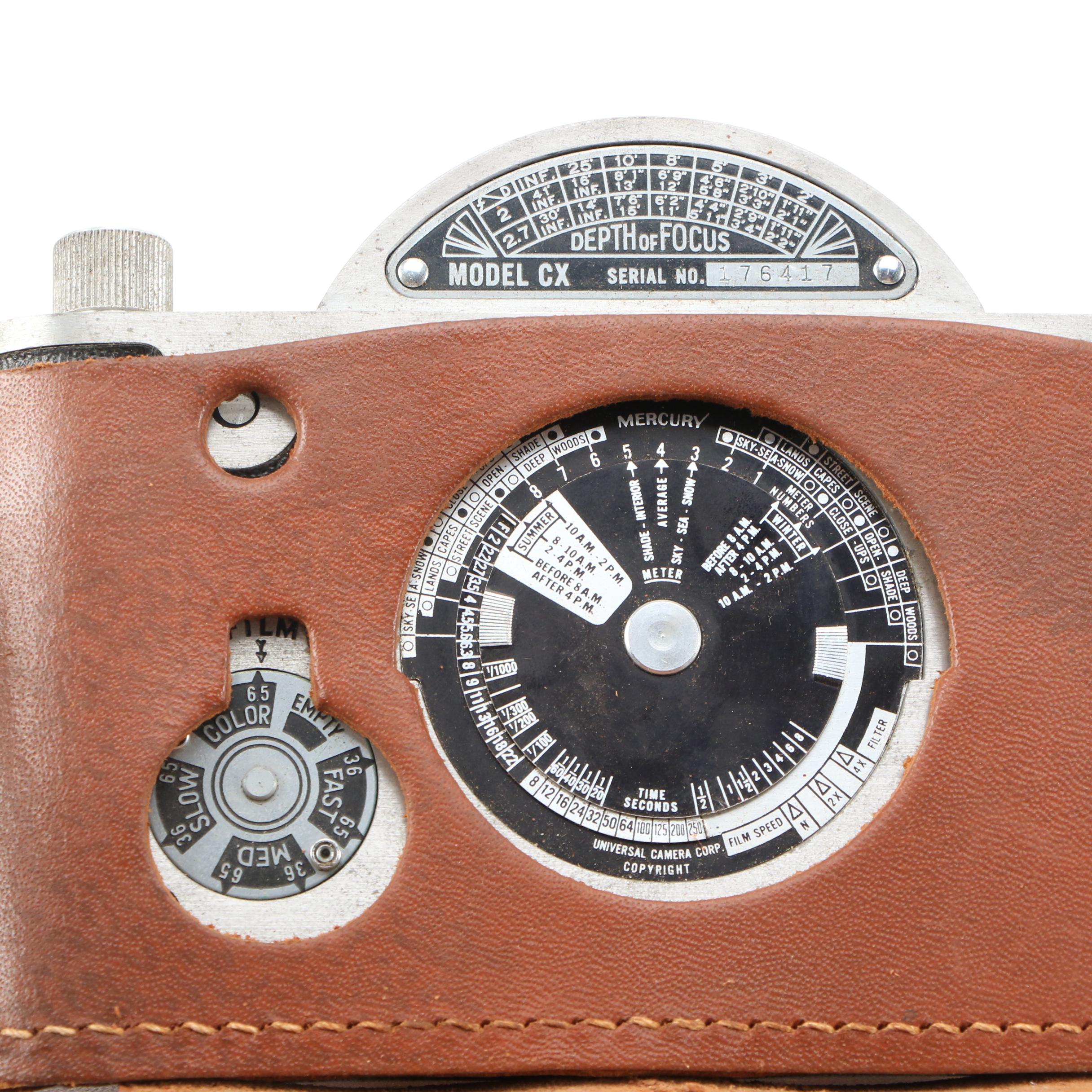 Mercury and Ansco  35mm Rangefinder Cameras with Leather Cases, circa 1950s