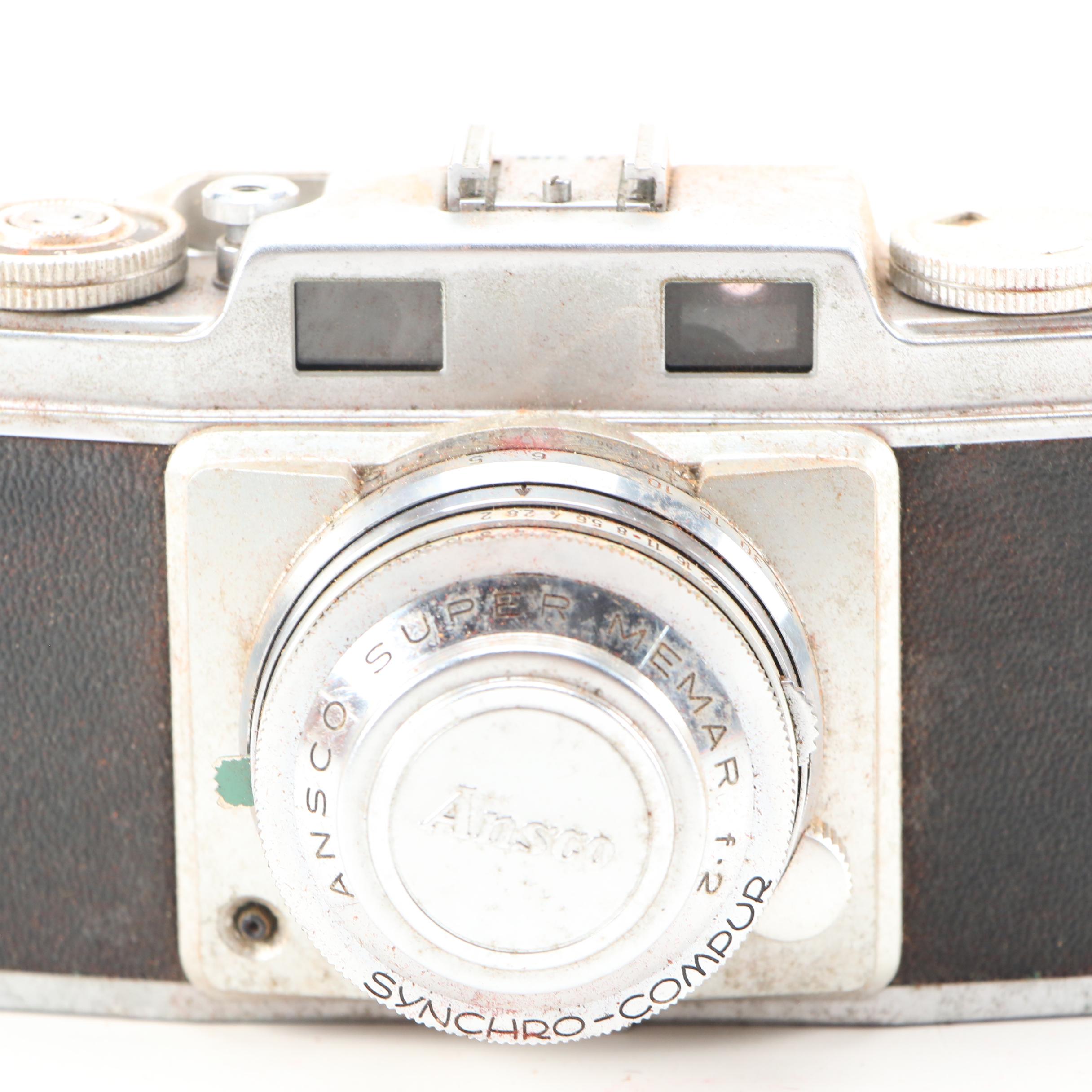 Mercury and Ansco  35mm Rangefinder Cameras with Leather Cases, circa 1950s