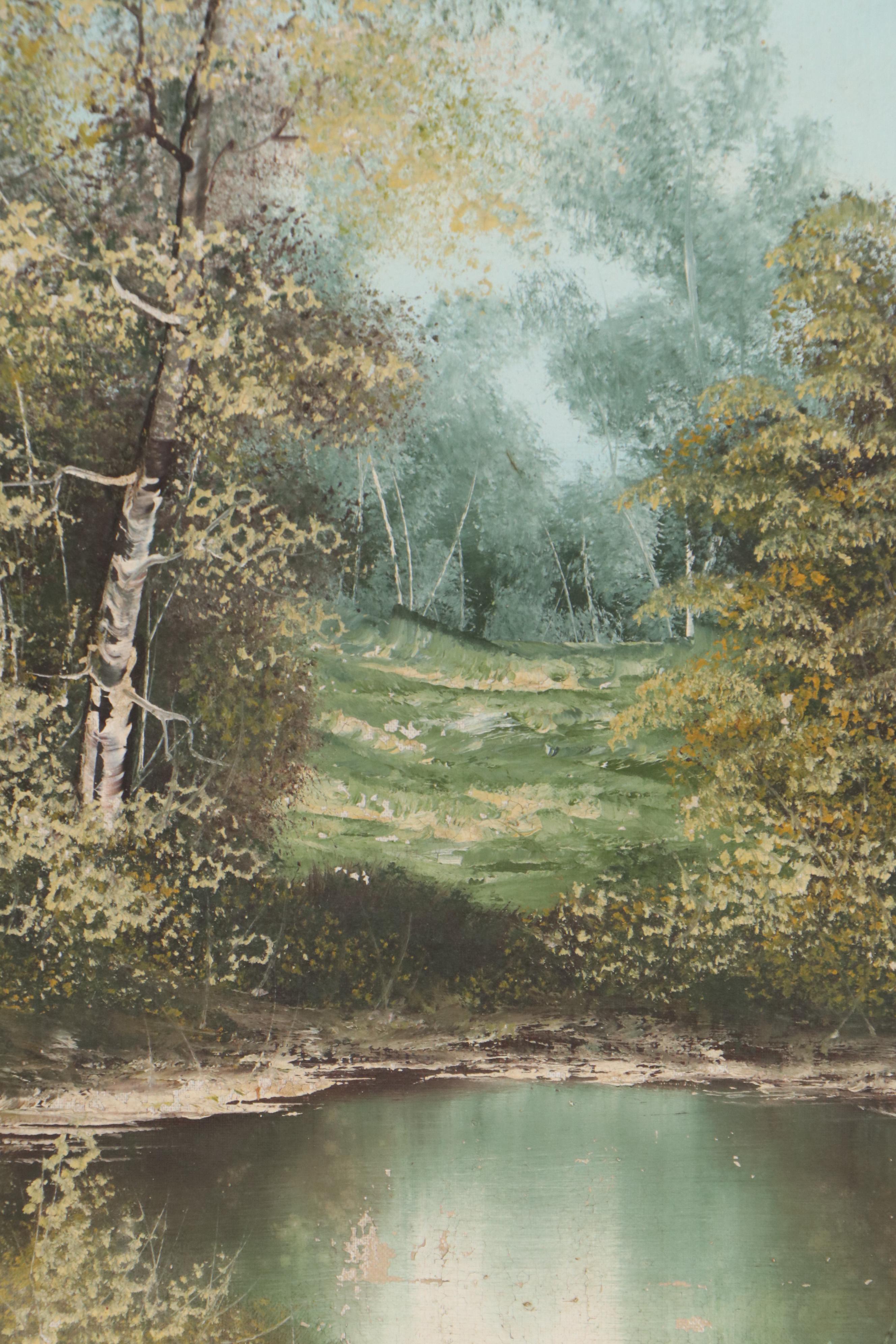 E. Neuhold Landscape Oil Painting, Mid 20th Century