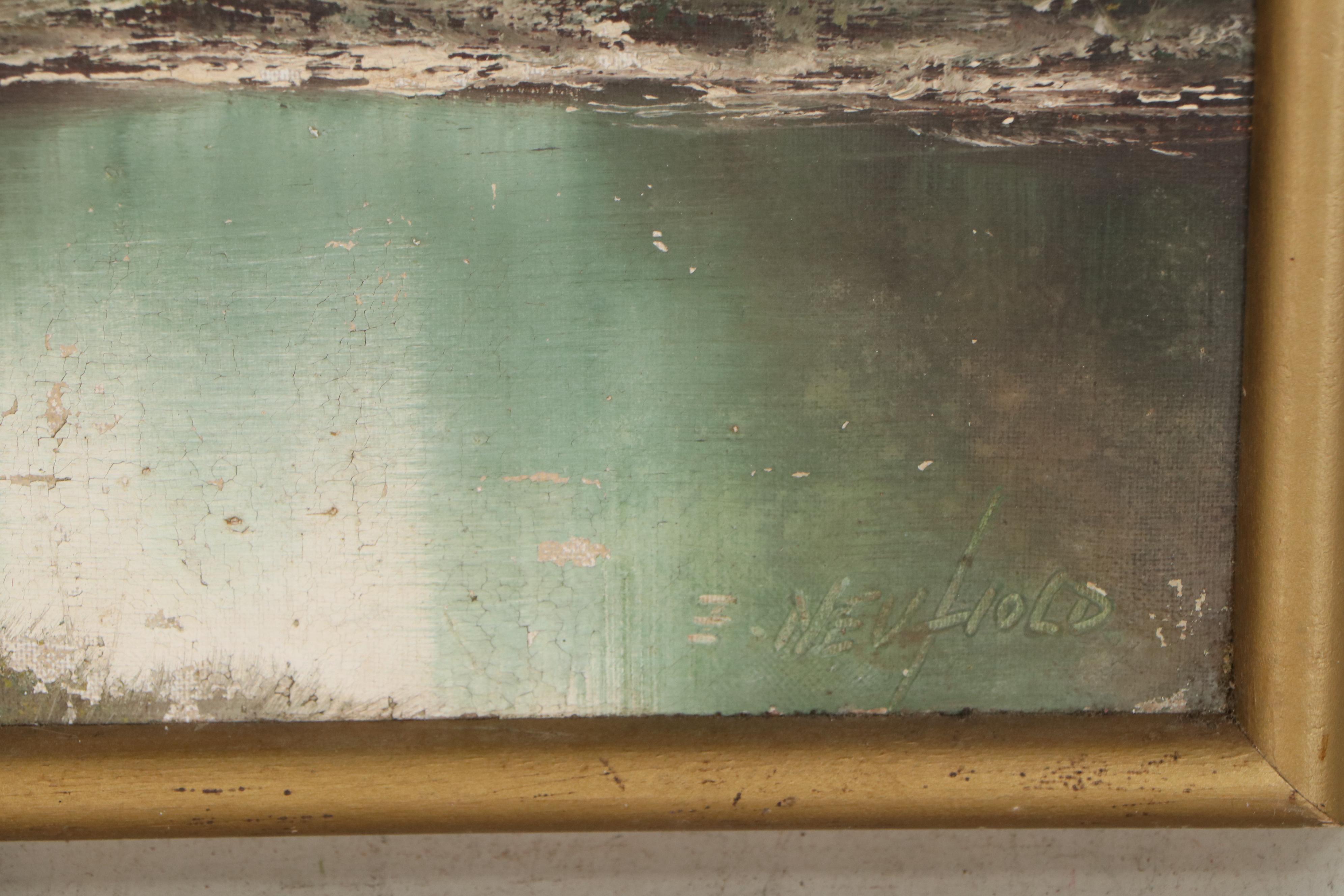 E. Neuhold Landscape Oil Painting, Mid 20th Century