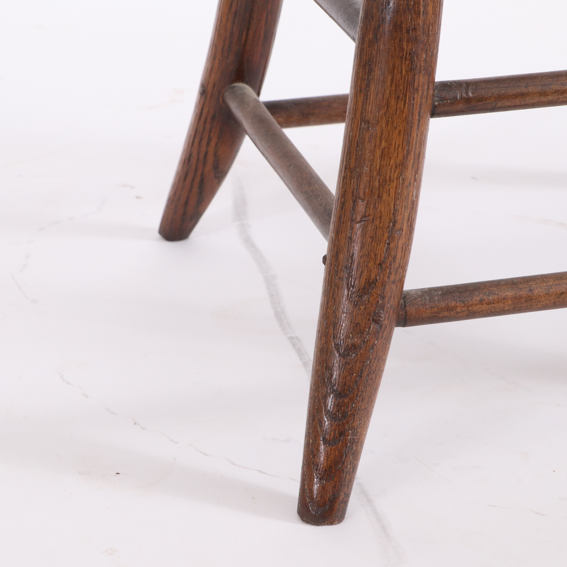 Industrial Adjustable Height Cane Seat Oak Stool, Early to Mid 20th Century