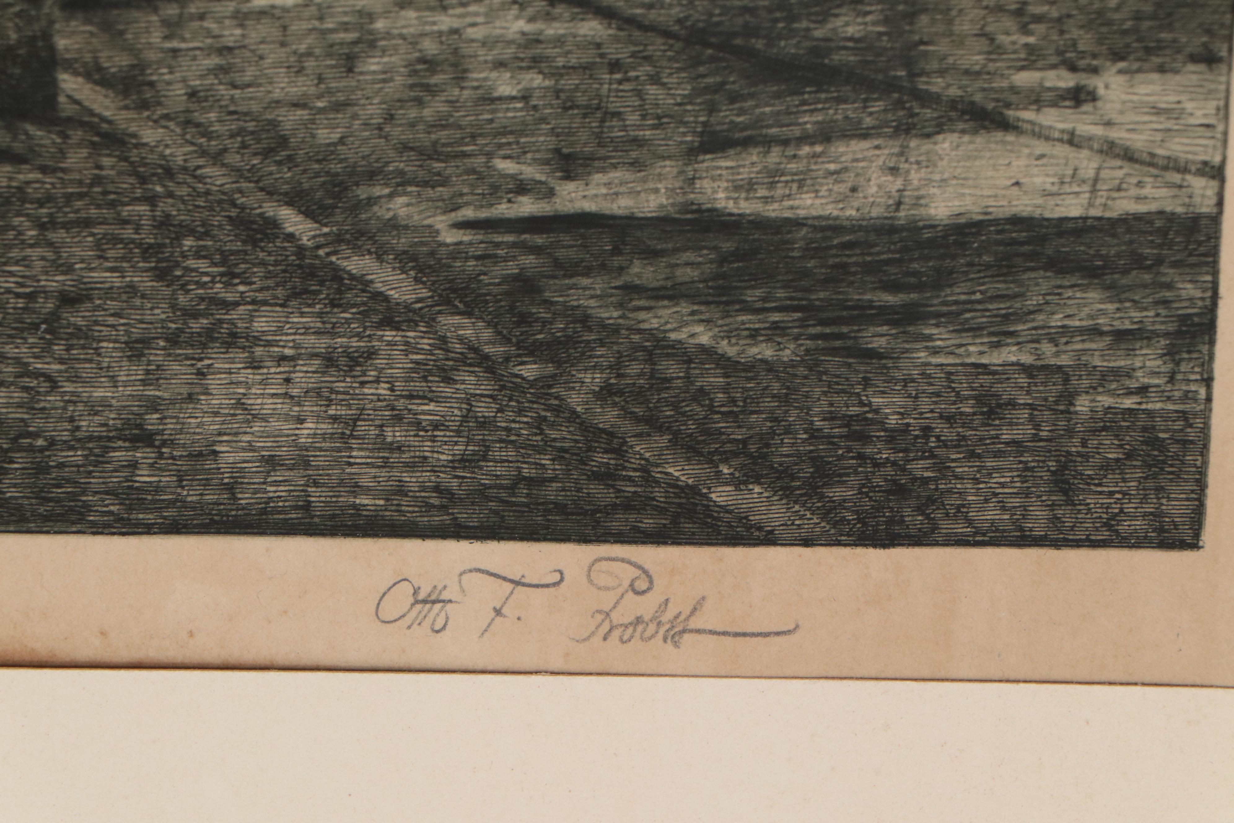 Otto F. Probst Etching "Der Alte Hof in München", Early 20th Century