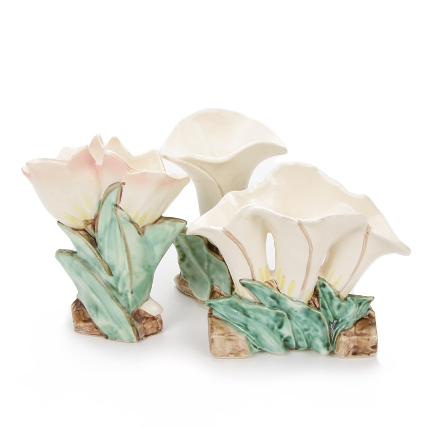 McCoy Calla Lilies and Double Tulip Art Pottery Vases, 1950s