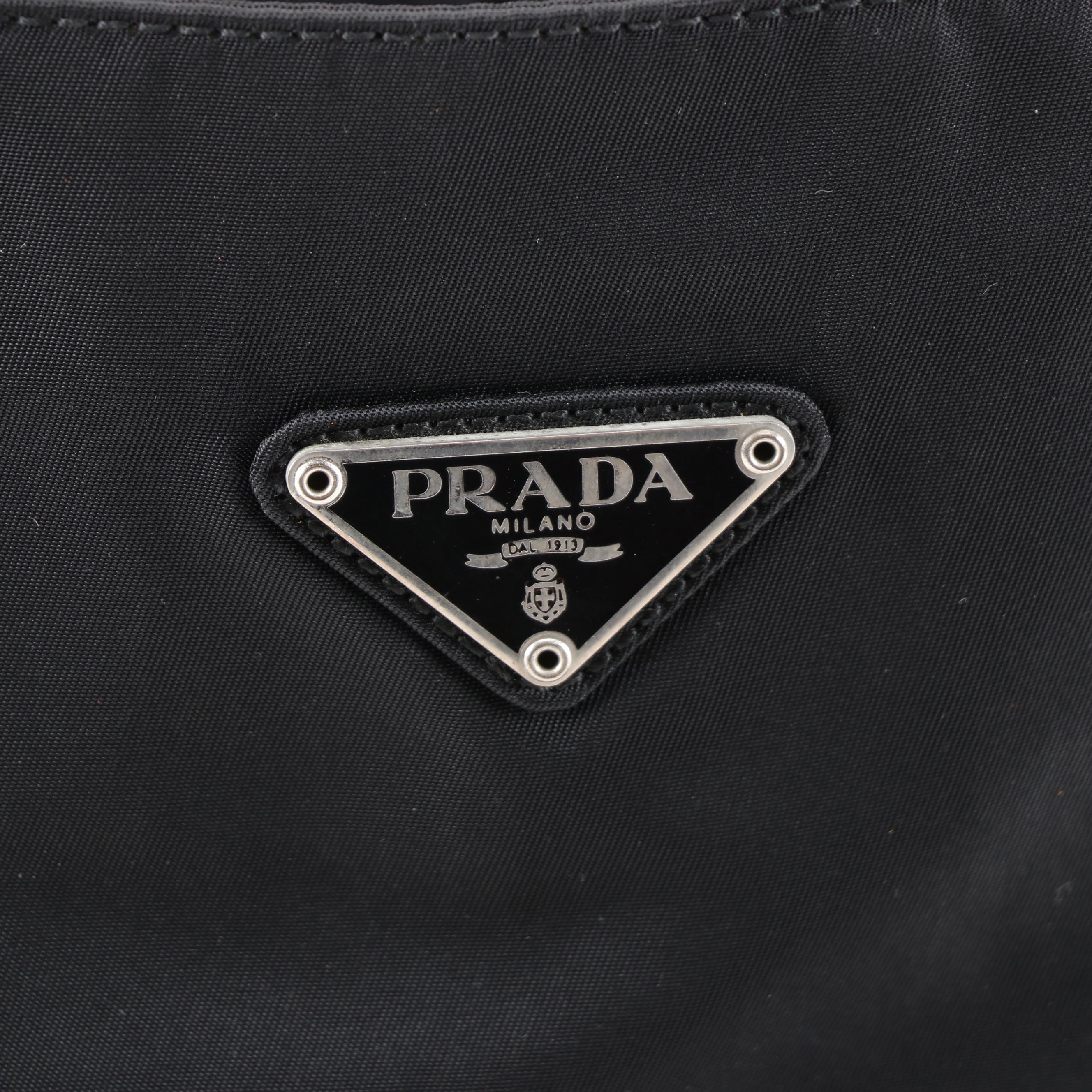 Prada Tote Bag in Black Nylon with Leather Trim