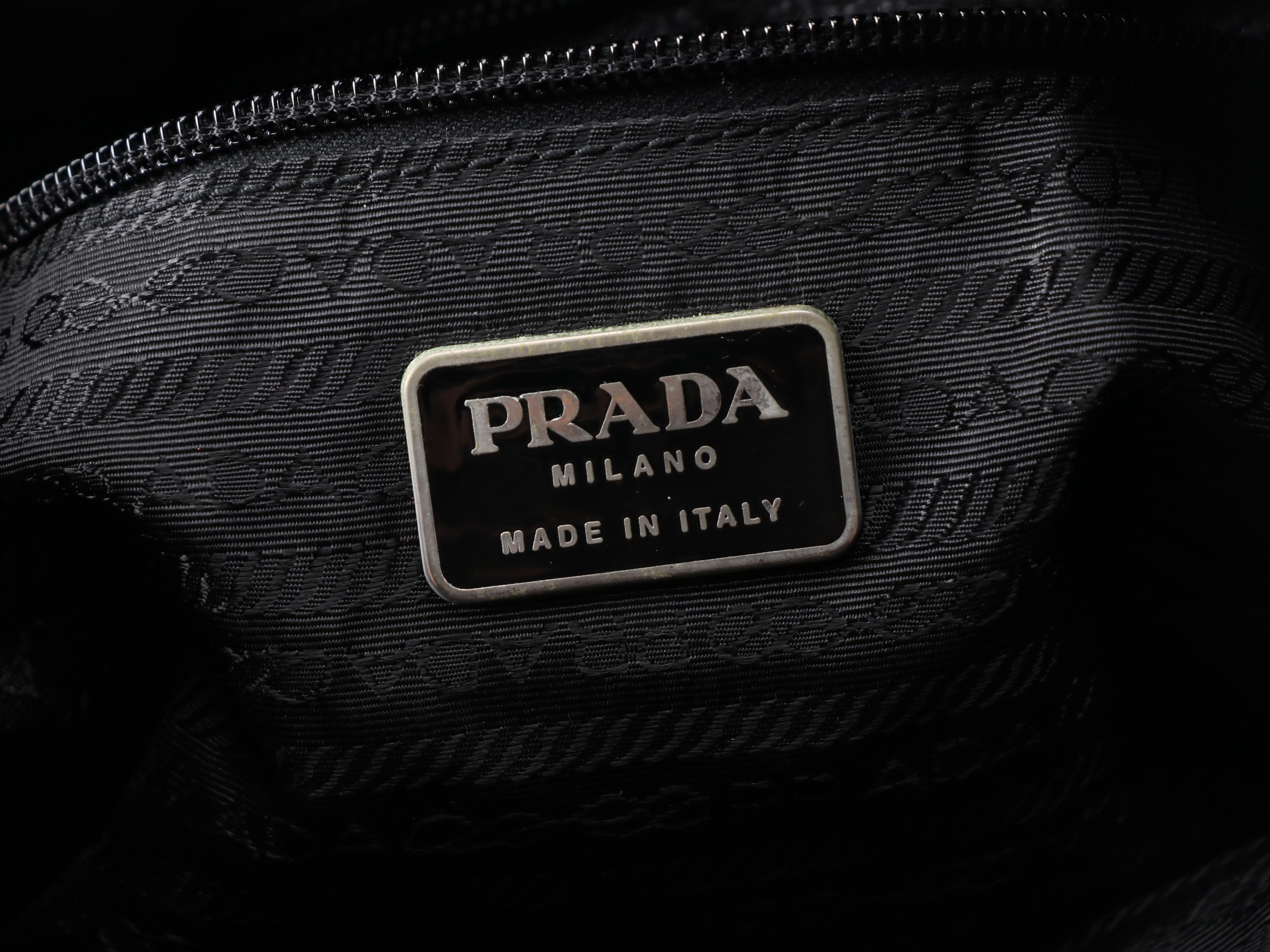 Prada Tote Bag in Black Nylon with Leather Trim