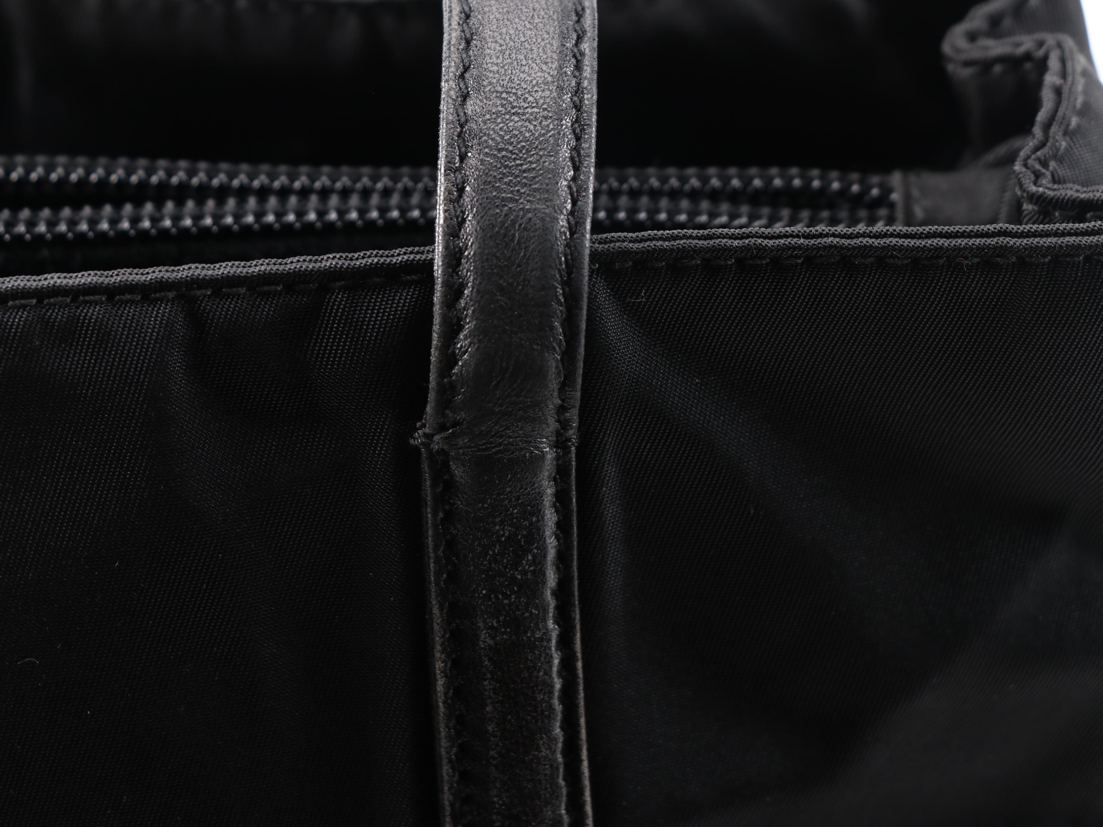 Prada Tote Bag in Black Nylon with Leather Trim