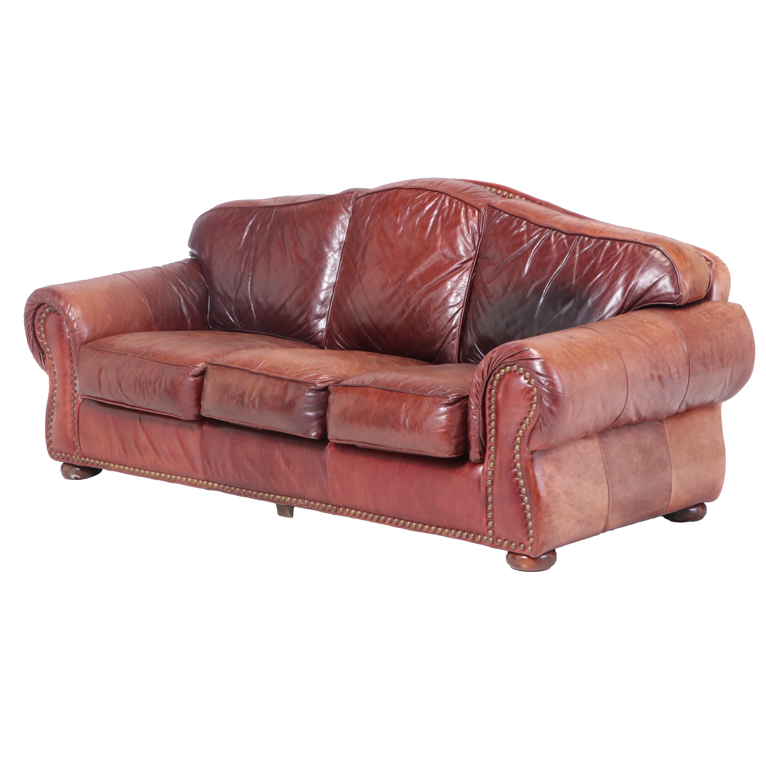 Robinson and Robinson Leather and Brass-Tacked Sofa