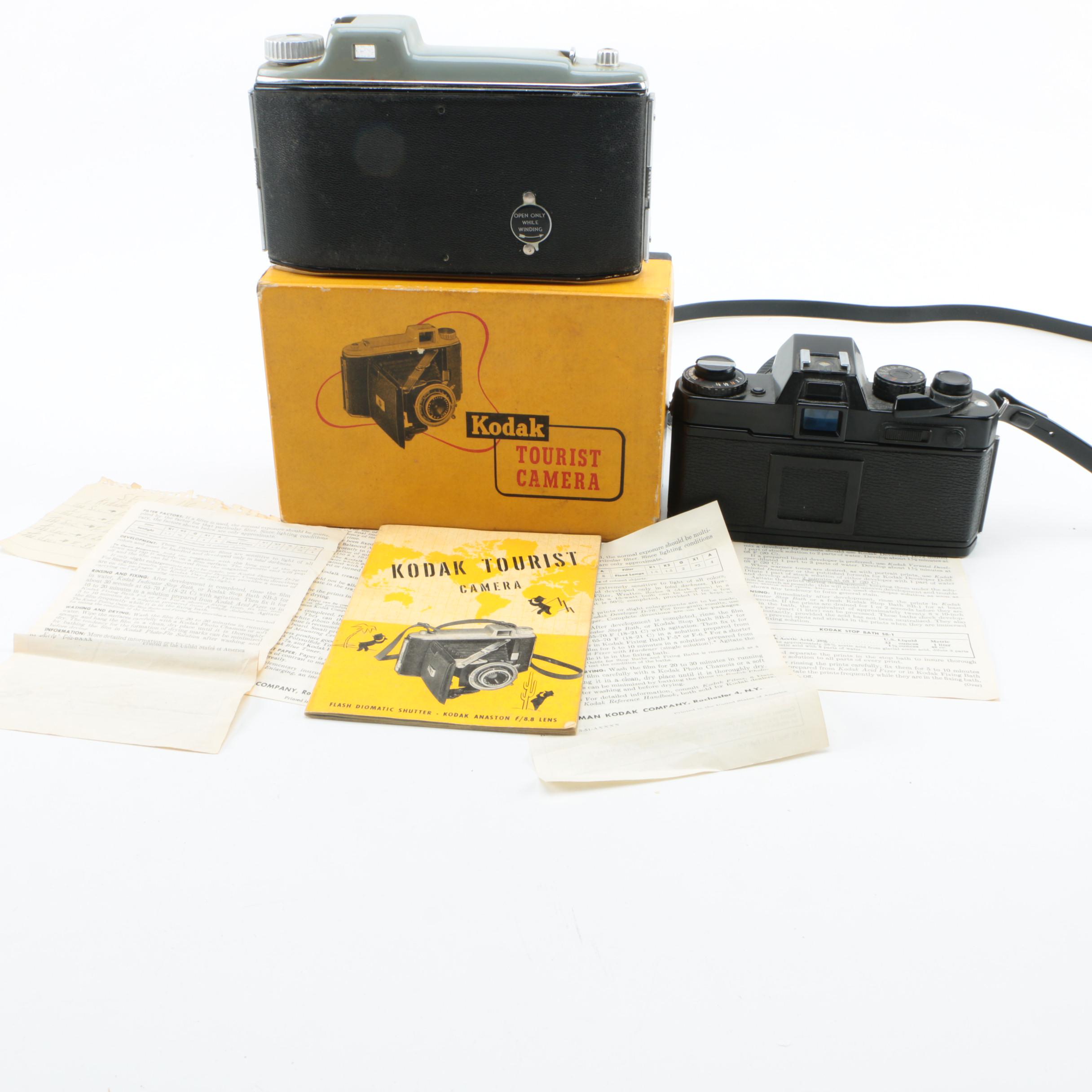 Kodak Tourist Camera and Yashica FR1 SLR Cameras