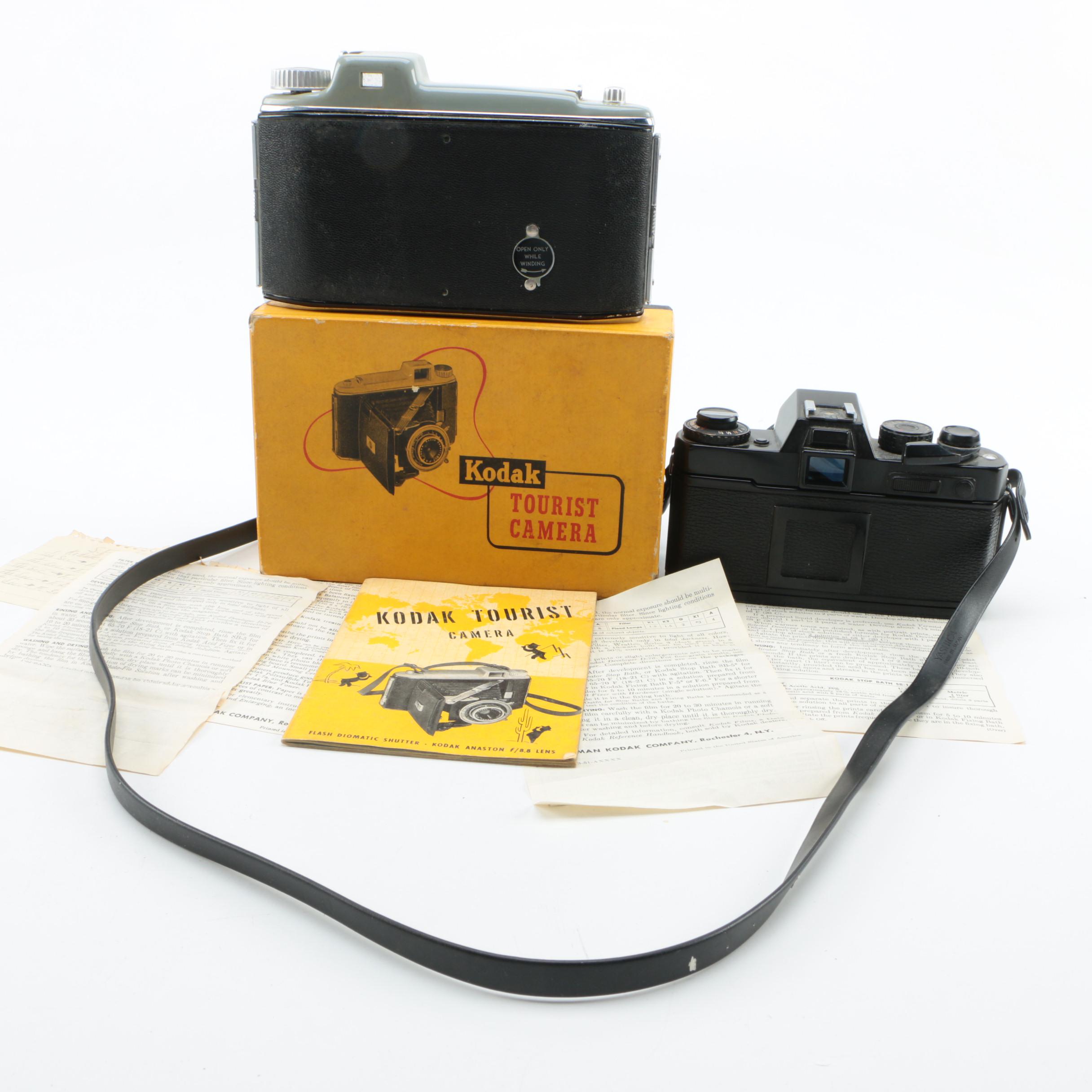Kodak Tourist Camera and Yashica FR1 SLR Cameras