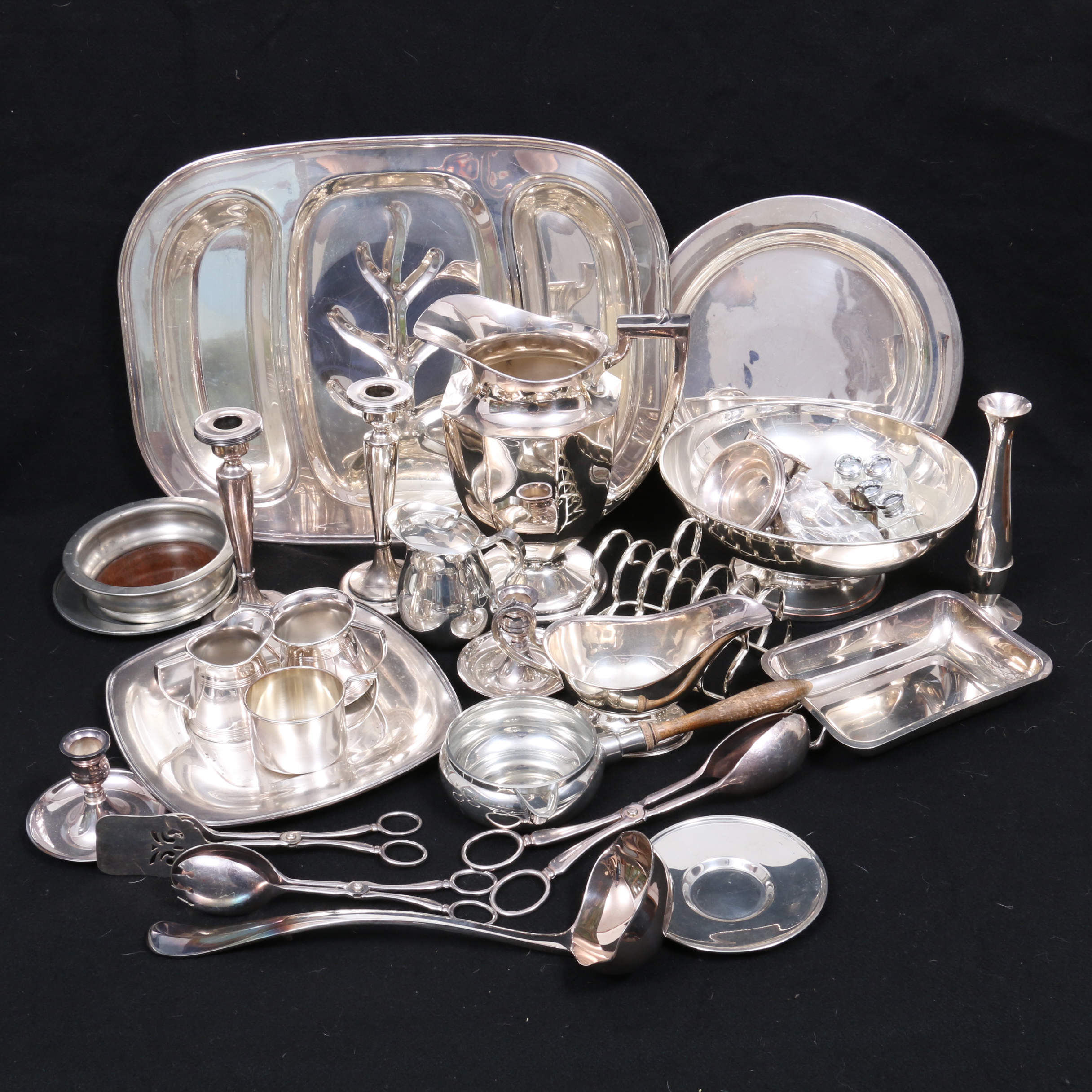 Wilcox and Other Silver Plate and Polished Pewter Serveware