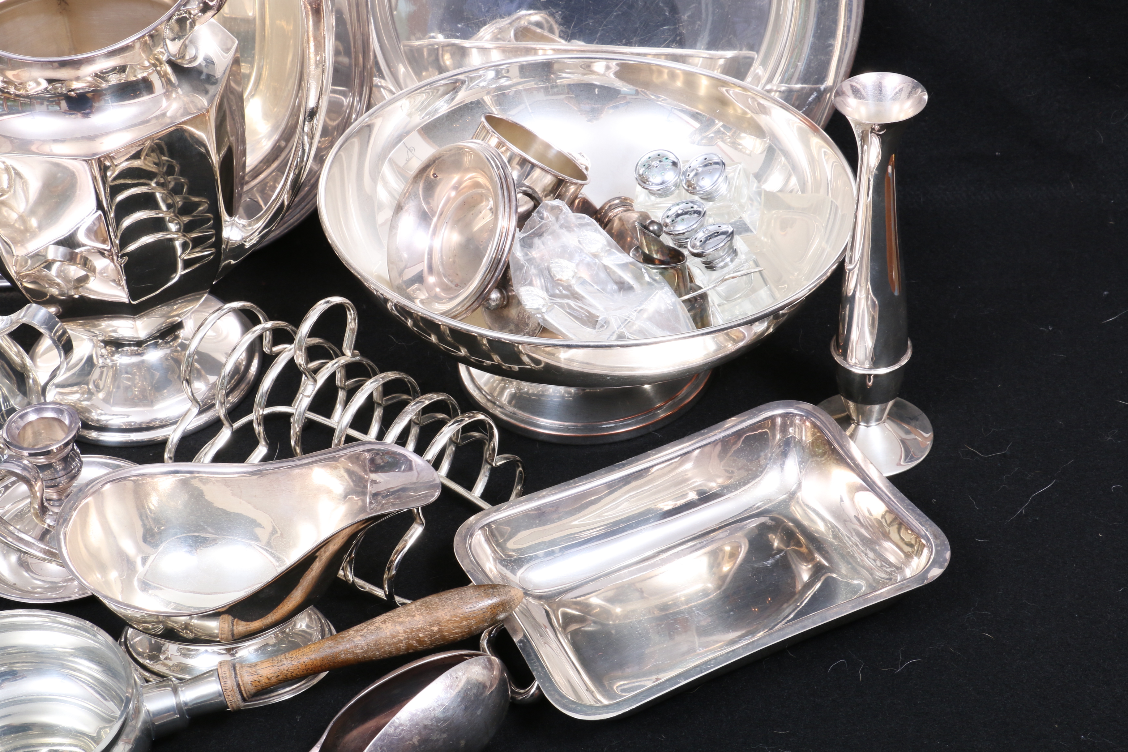 Wilcox and Other Silver Plate and Polished Pewter Serveware