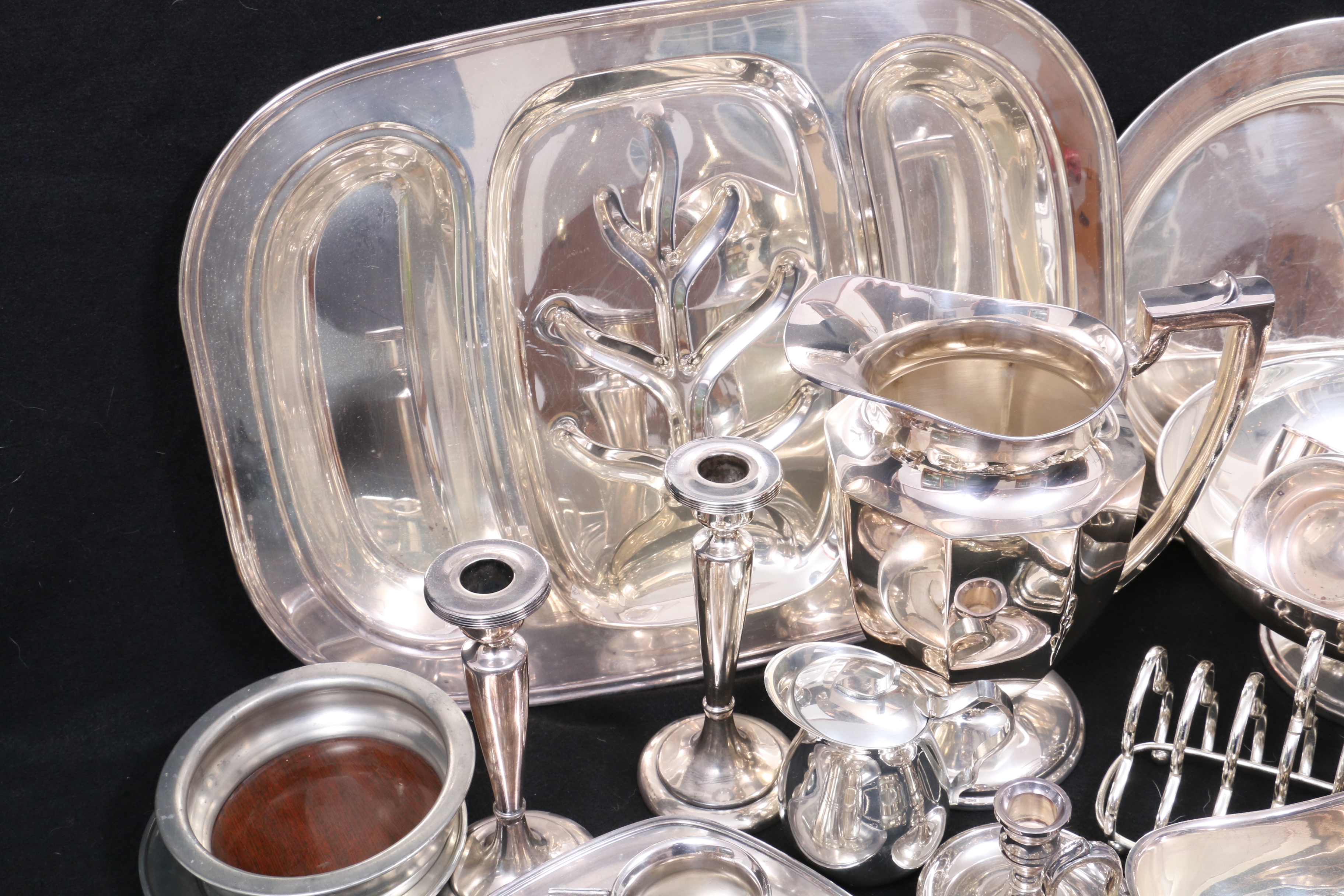 Wilcox and Other Silver Plate and Polished Pewter Serveware