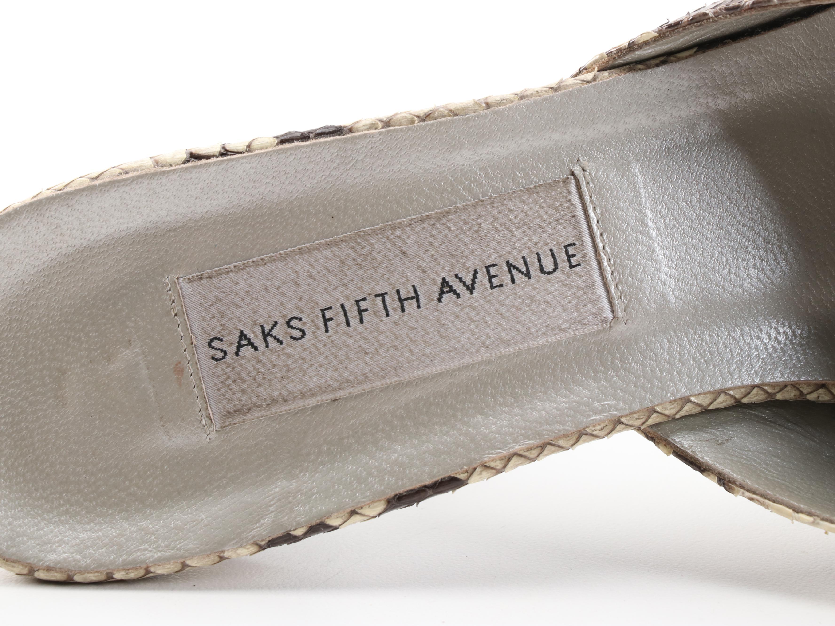 Donald J Pliner, Cole Haan and Saks Fifth Avenue Python Skin and Leather Mules