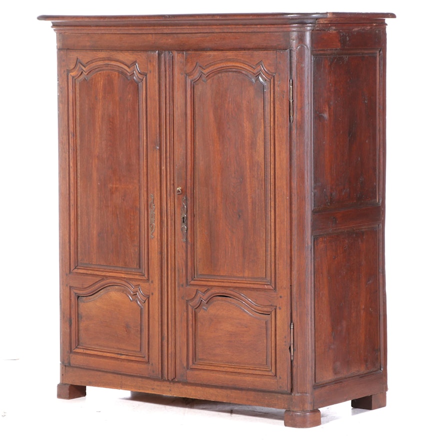 French Provincial Oak Armoire, 19th Century and Later