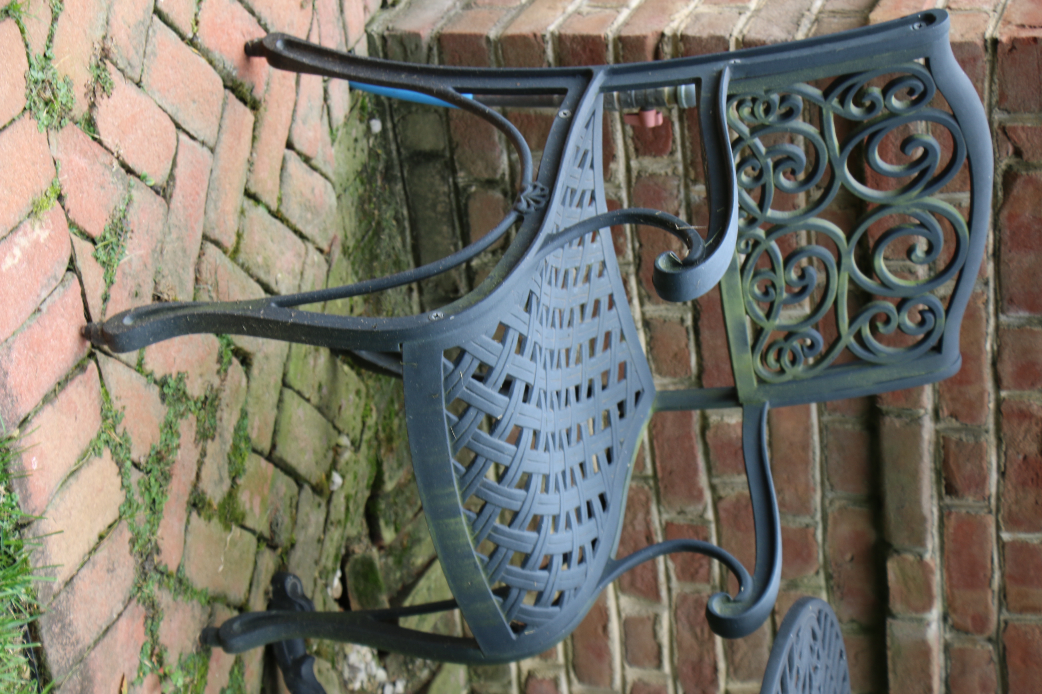 Smith & Hawken Painted Metal Cafe Table with Two Armchairs