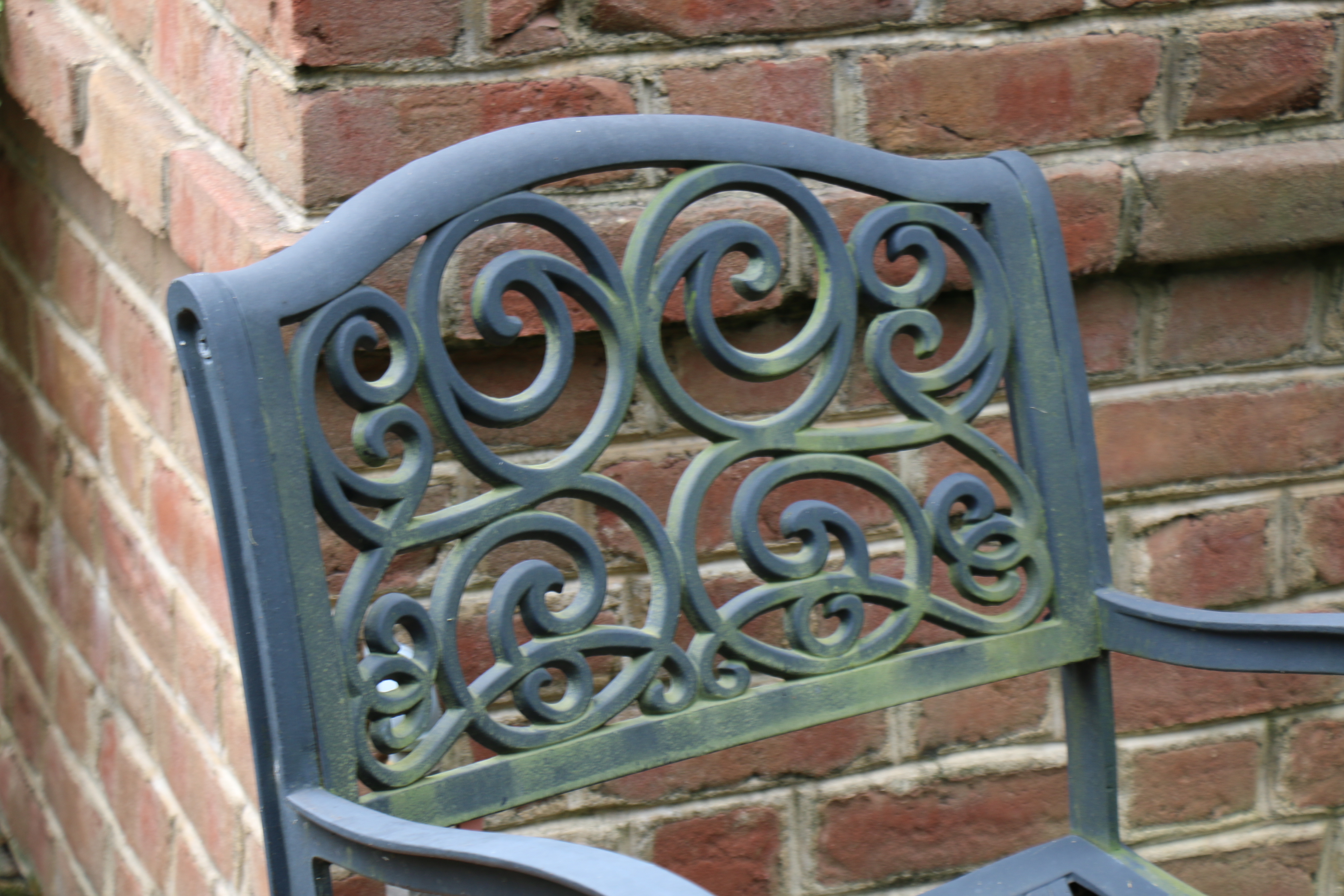 Smith & Hawken Painted Metal Cafe Table with Two Armchairs