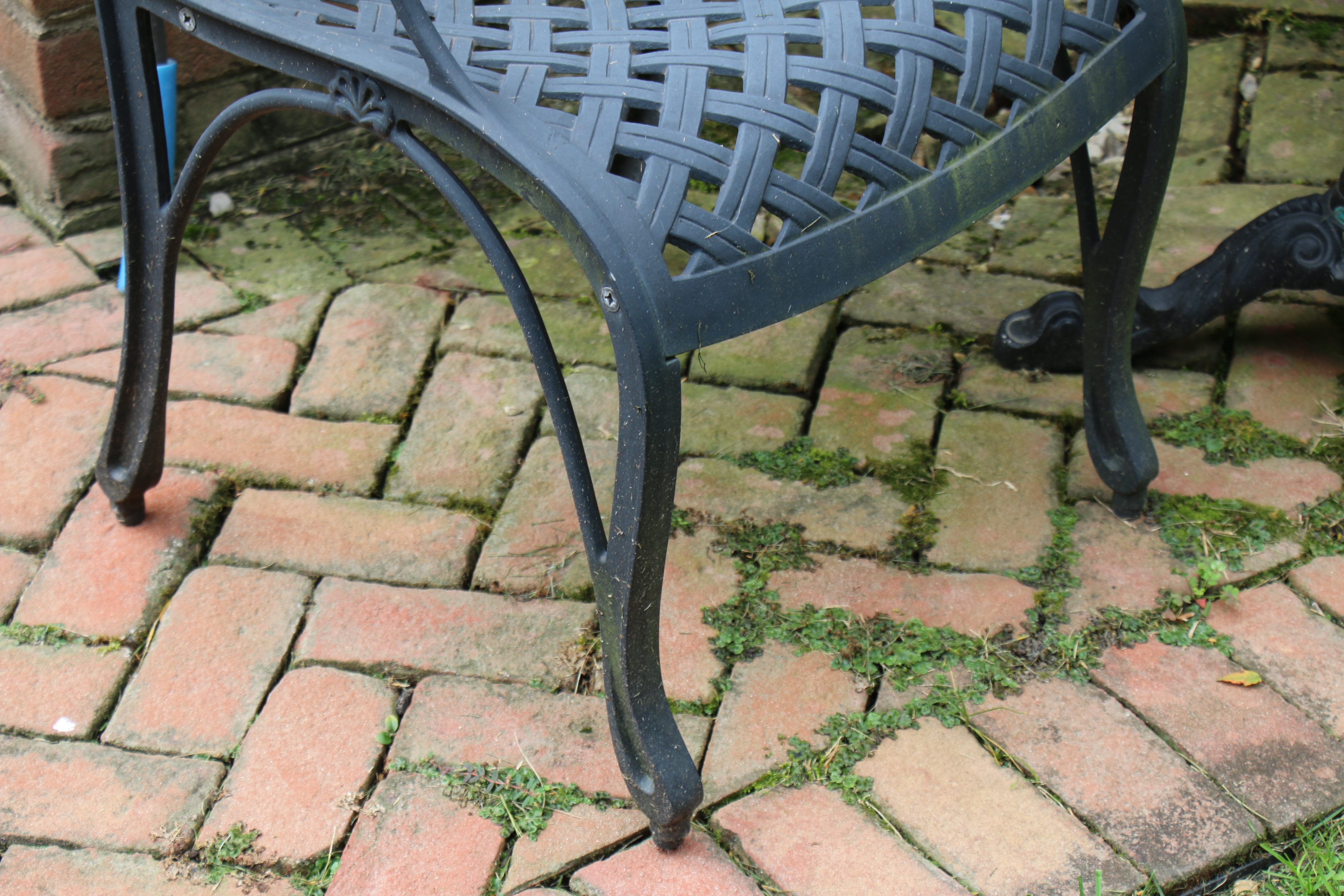 Smith & Hawken Painted Metal Cafe Table with Two Armchairs