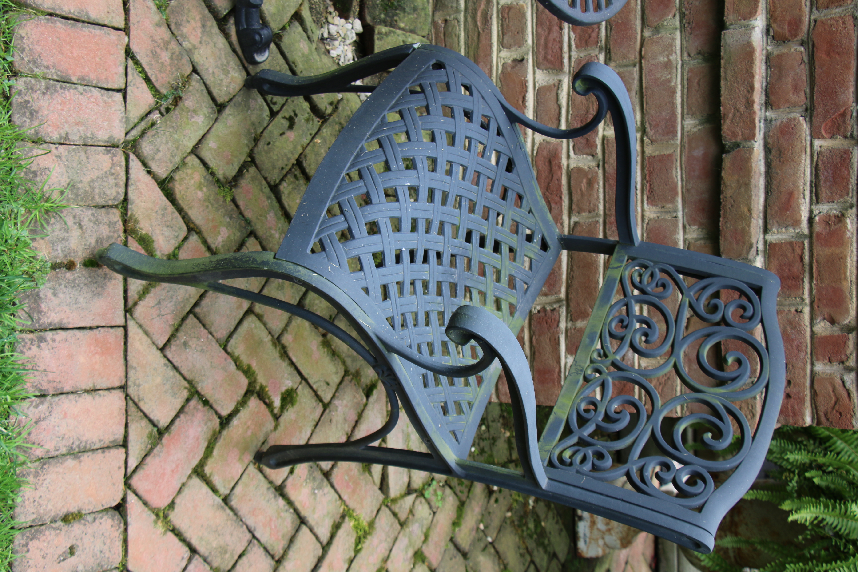 Smith & Hawken Painted Metal Cafe Table with Two Armchairs