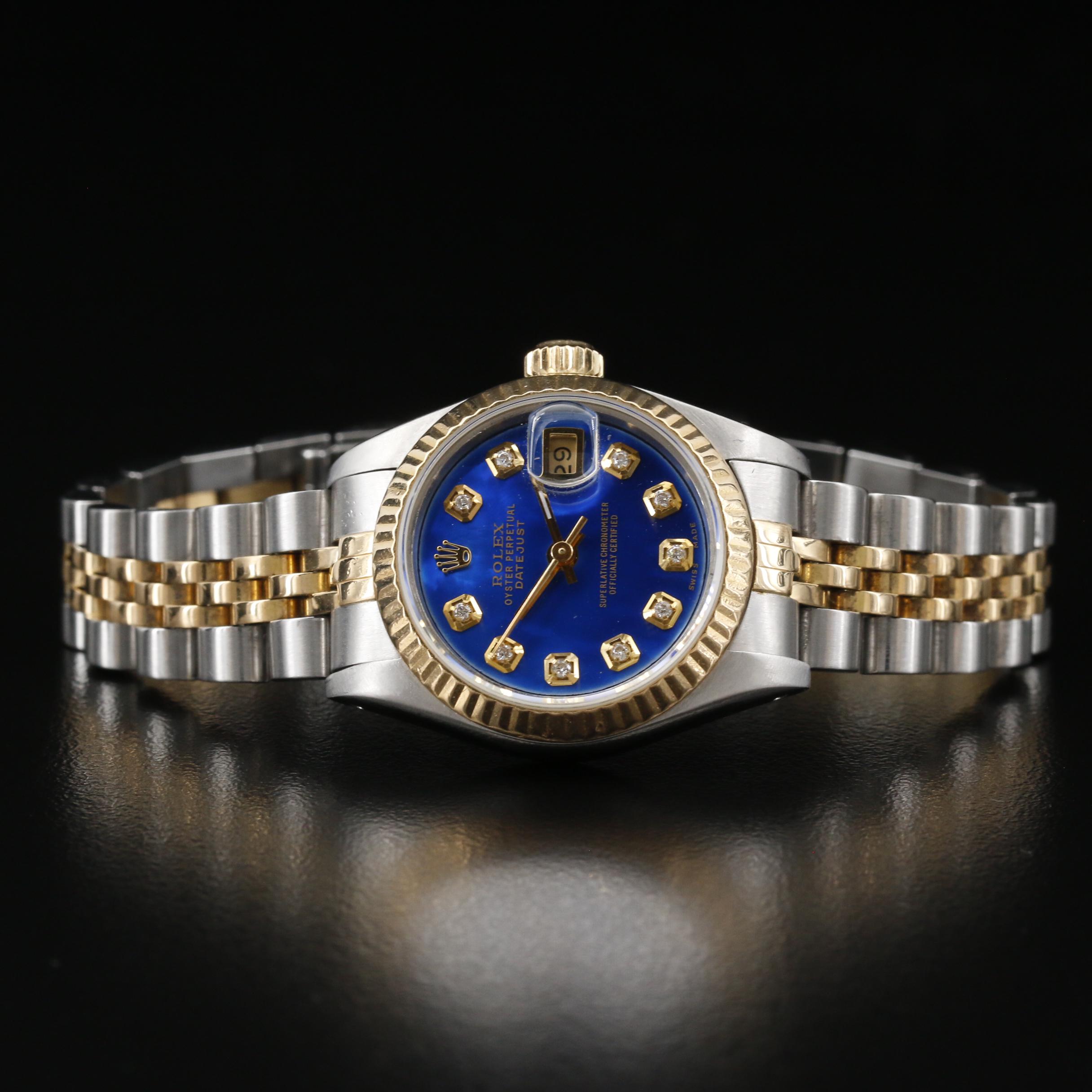 1990 - 1991 Rolex Datejust 18K and Stainless Steel Watch with Diamond Dial