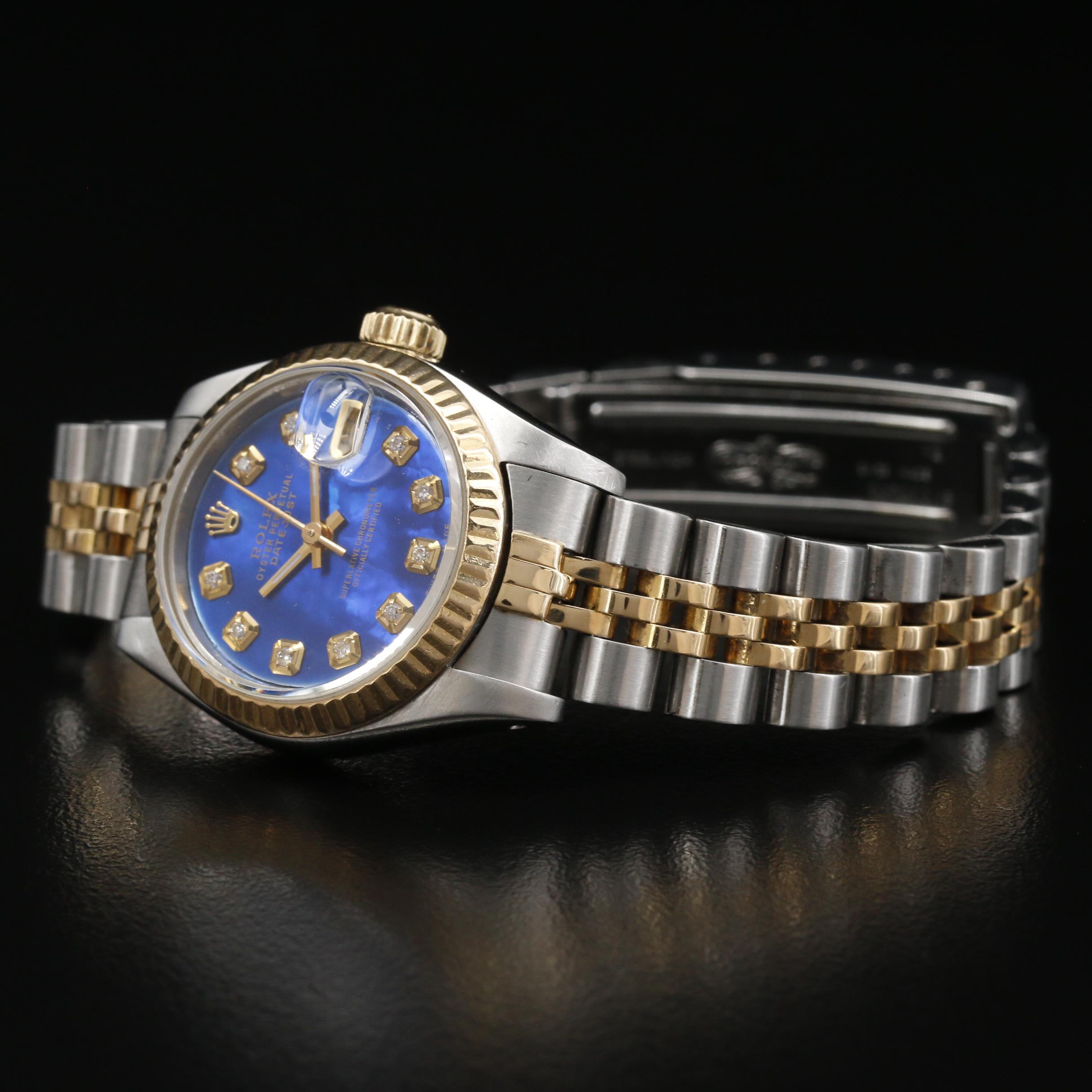 1990 - 1991 Rolex Datejust 18K and Stainless Steel Watch with Diamond Dial