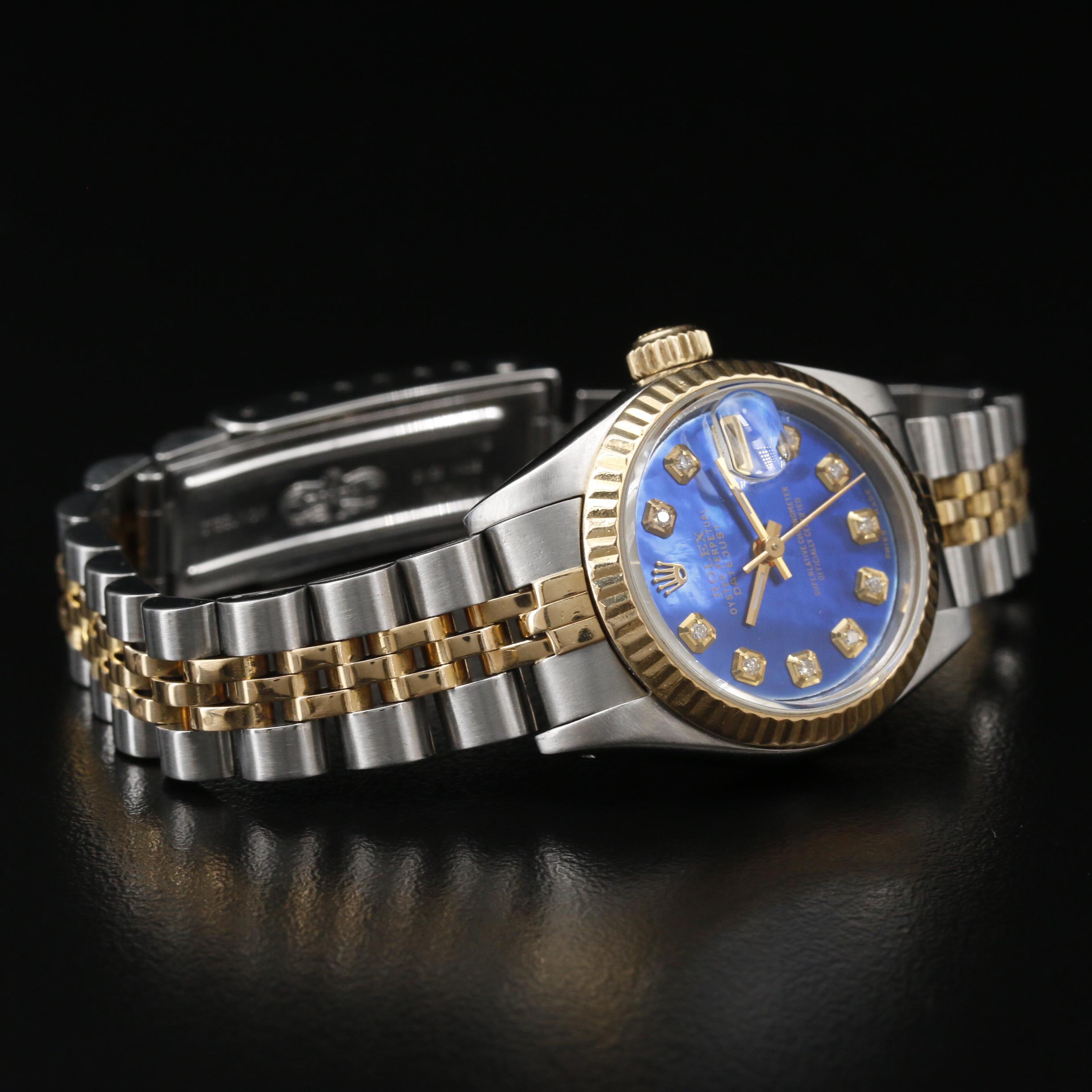 1990 - 1991 Rolex Datejust 18K and Stainless Steel Watch with Diamond Dial