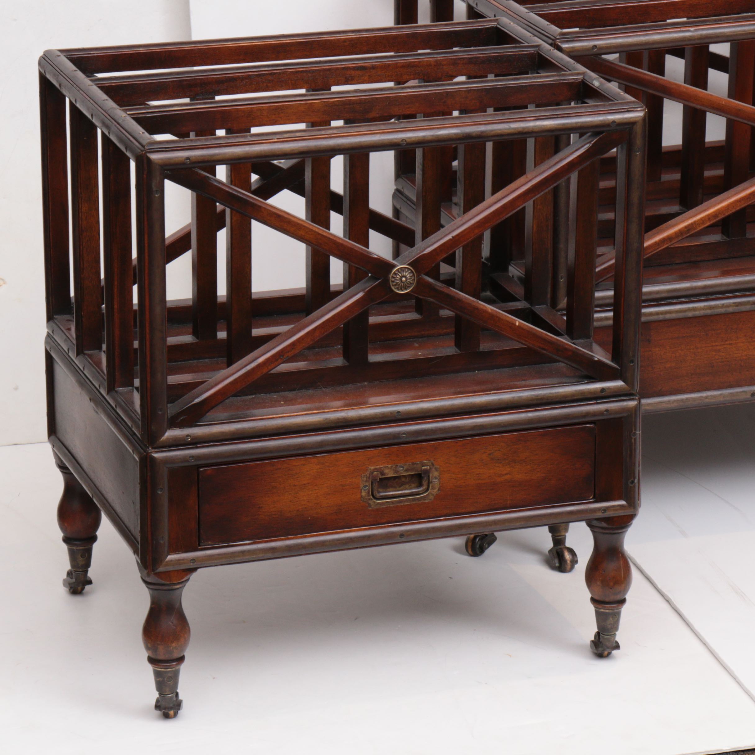 Two George III Style Mahogany-Stained Canterburies, 20th Century