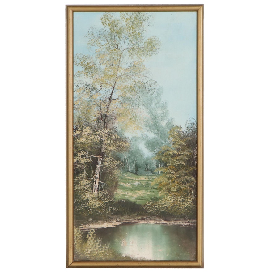 E. Neuhold Landscape Oil Painting, Mid 20th Century