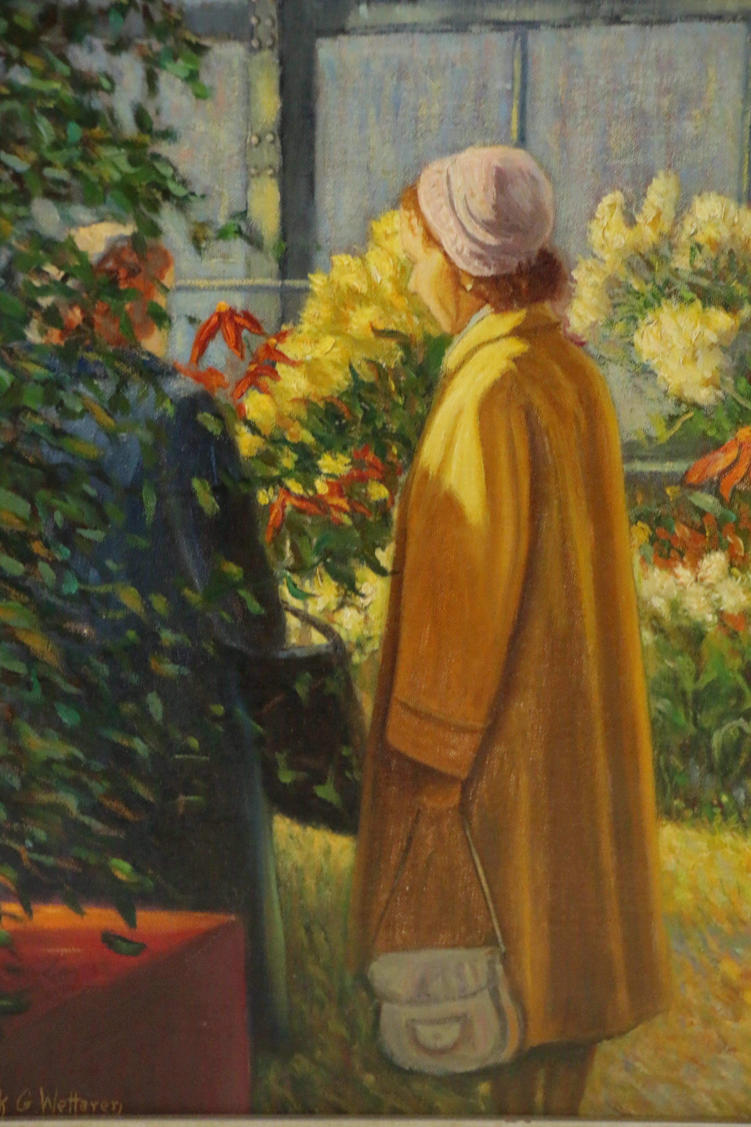 Frederick G. Wetterer Oil Painting "Visit to the Krohn Conservatory", 1957