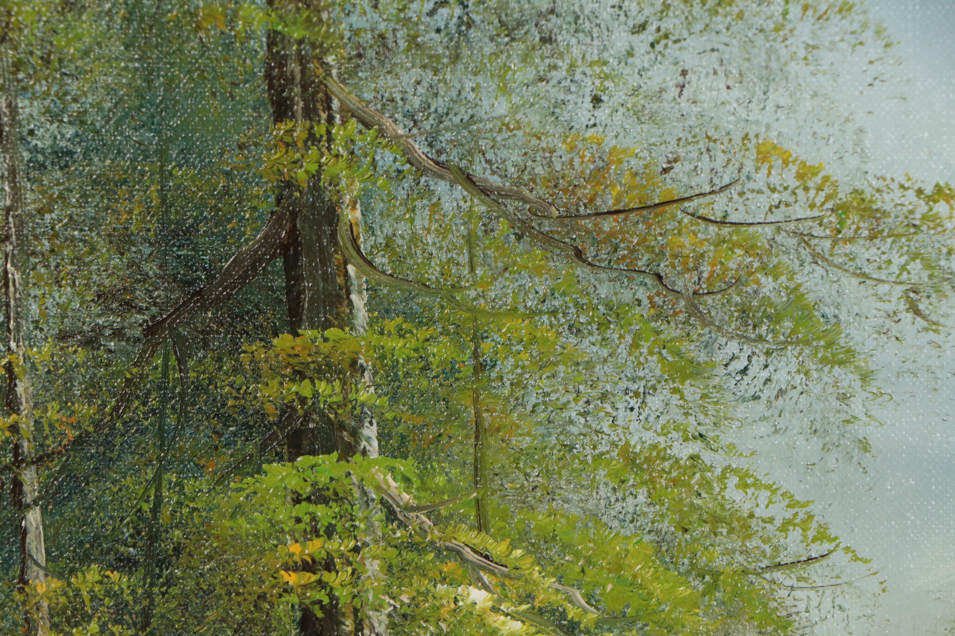 Bob Kyle Oil Painting of Forest Waterfall, Mid to Late 20th Century