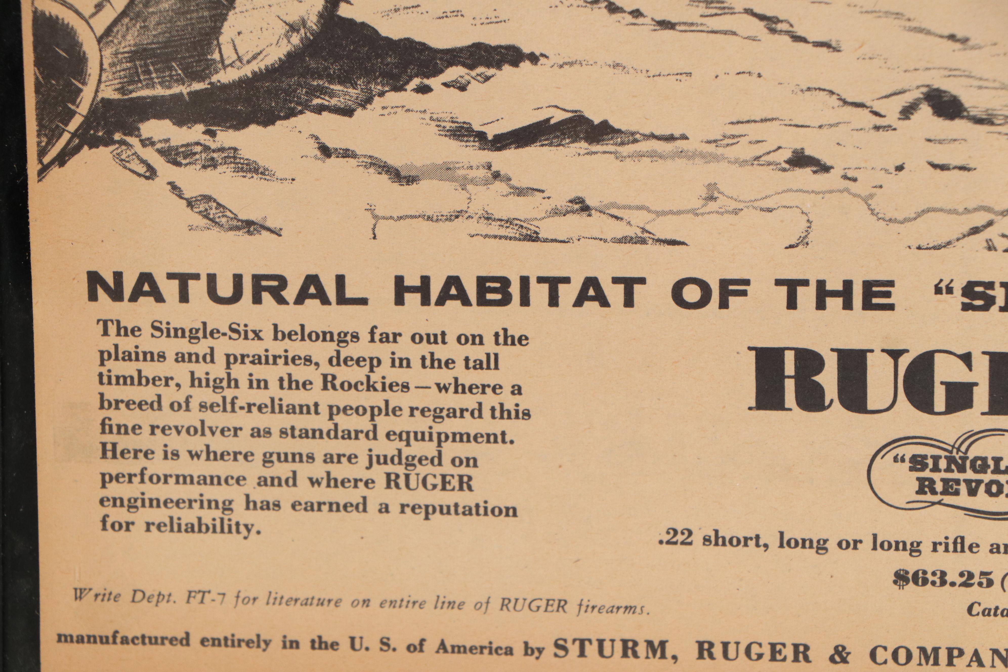 Ruger "Single-Six" Revolver Advertisement Page, circa 1957