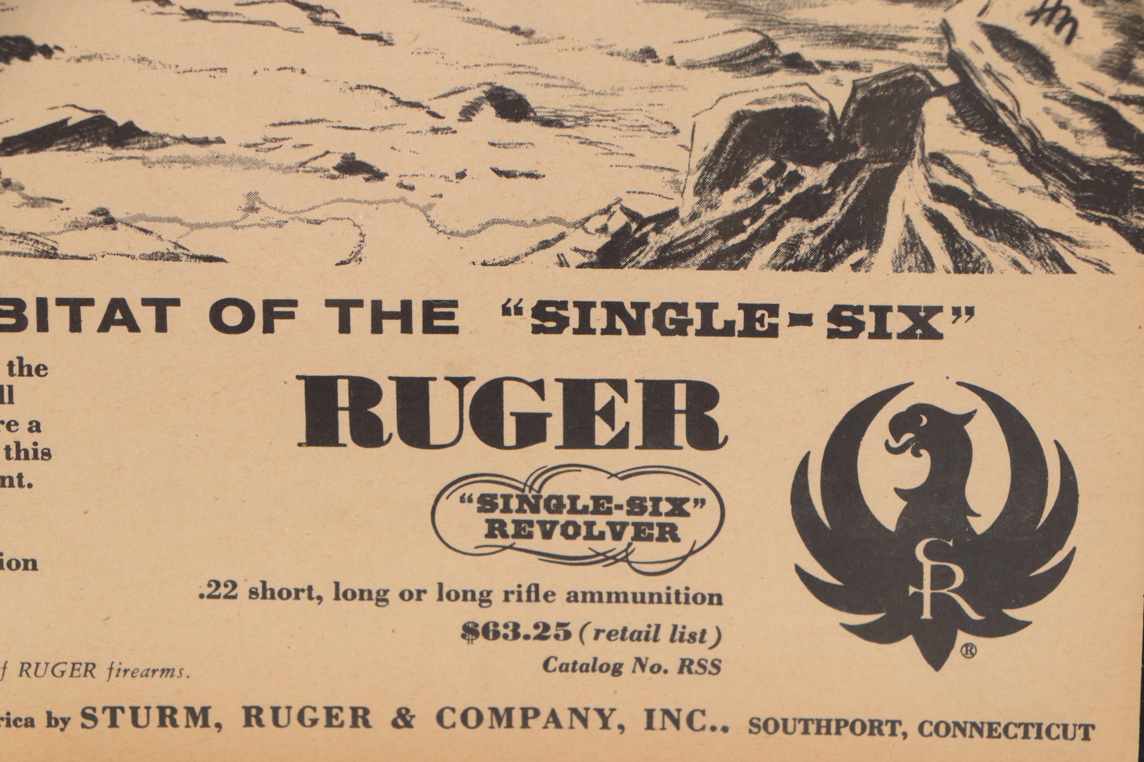 Ruger "Single-Six" Revolver Advertisement Page, circa 1957