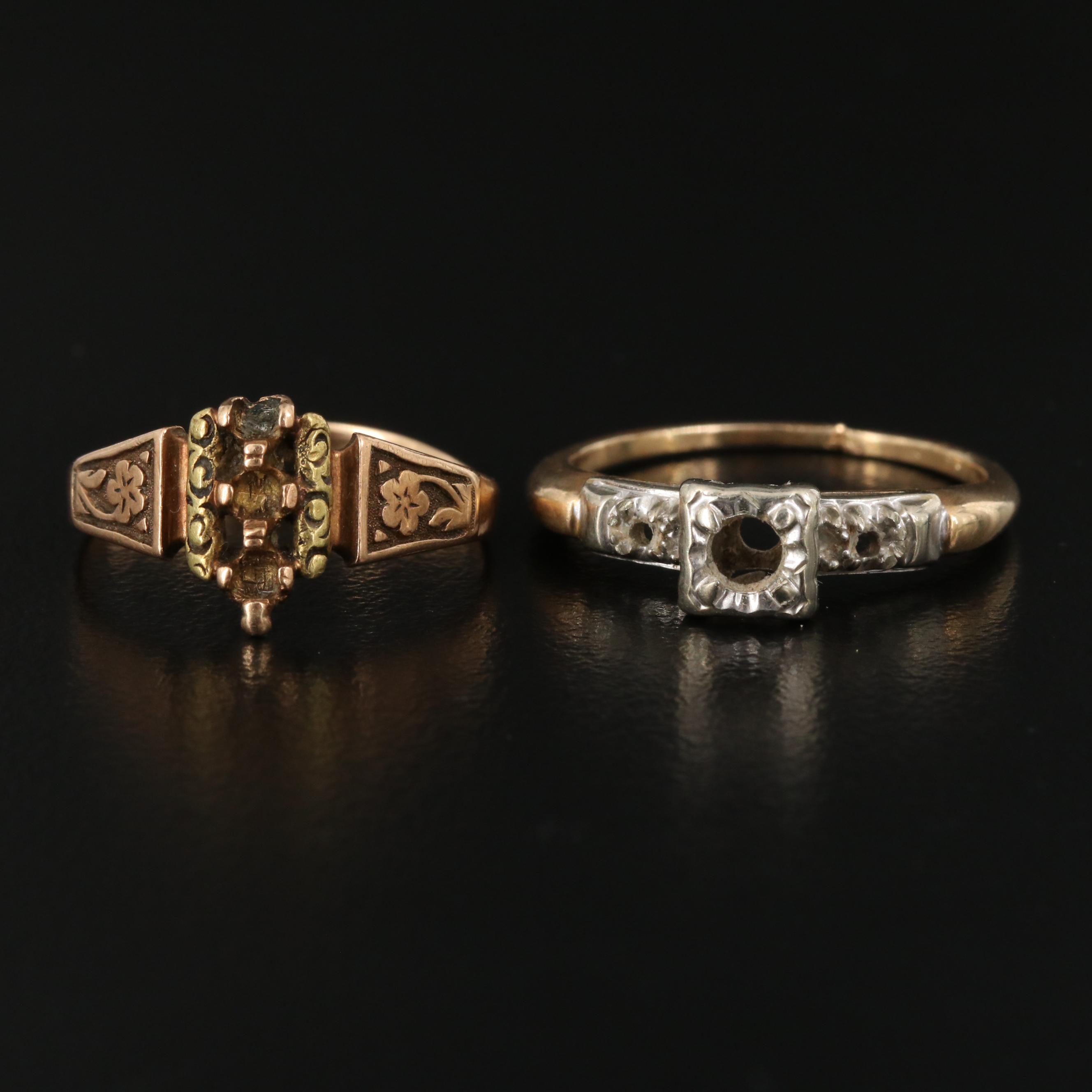 Vintage 14K Ring Mounts