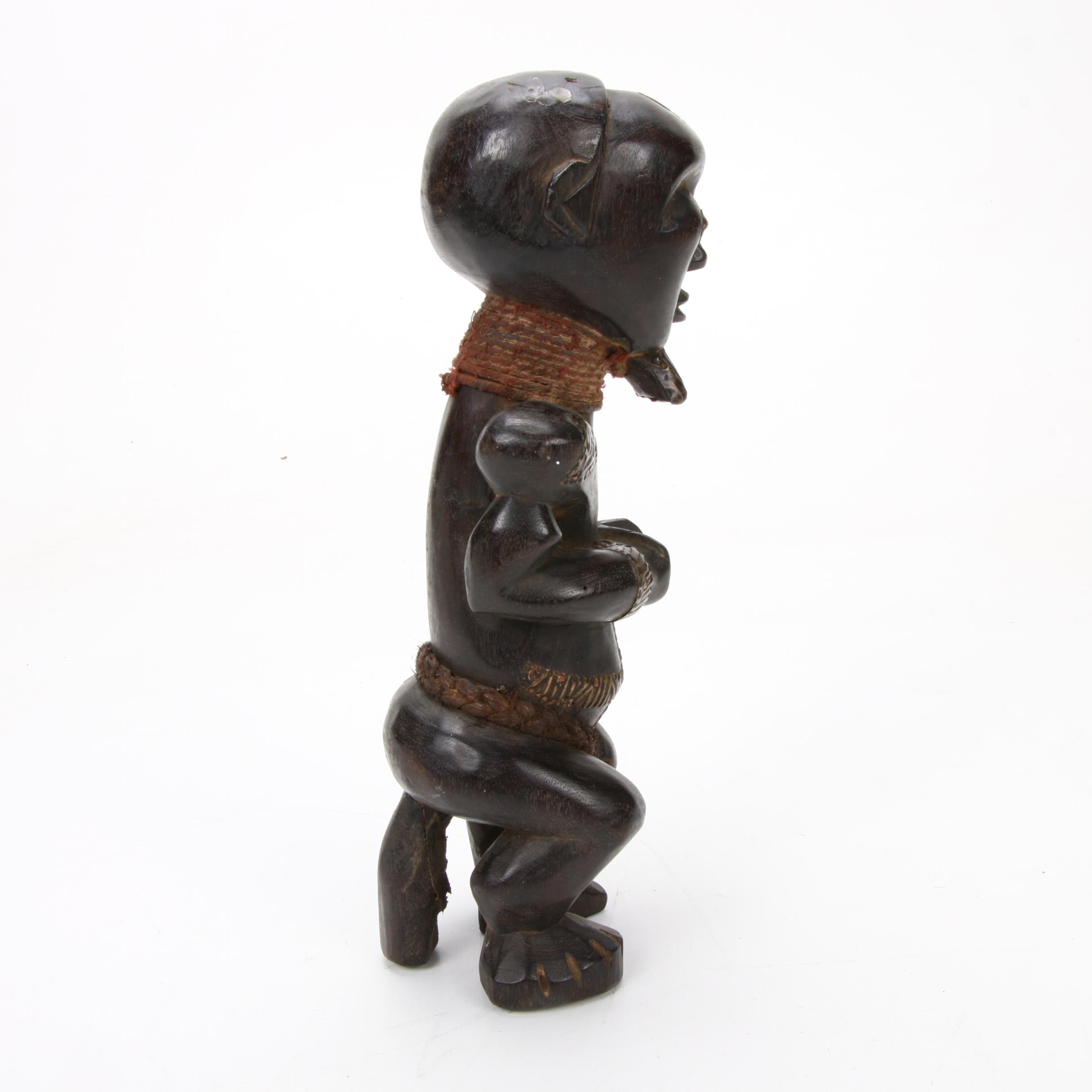 Teke Style Carved Wood Seated Figure, Democratic Republic of the Congo
