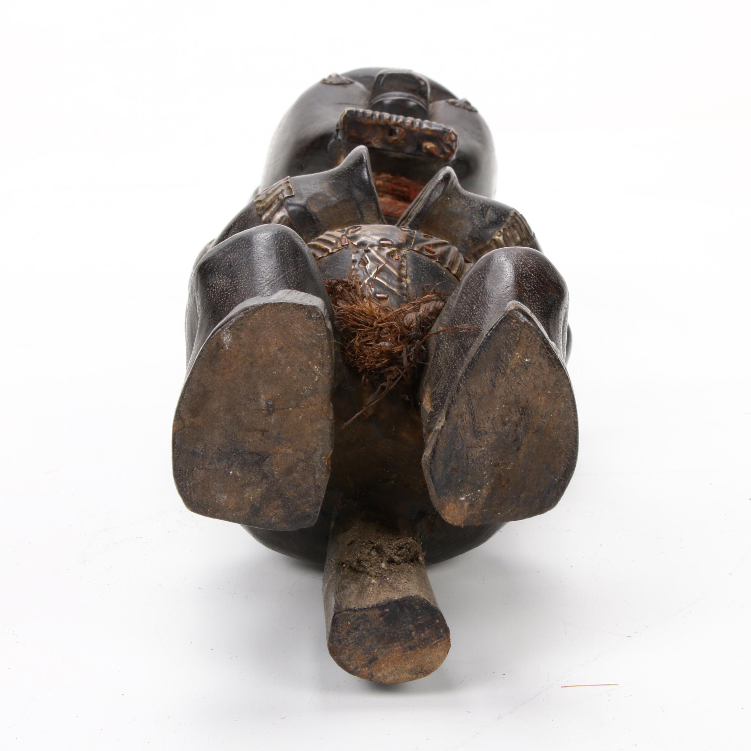 Teke Style Carved Wood Seated Figure, Democratic Republic of the Congo