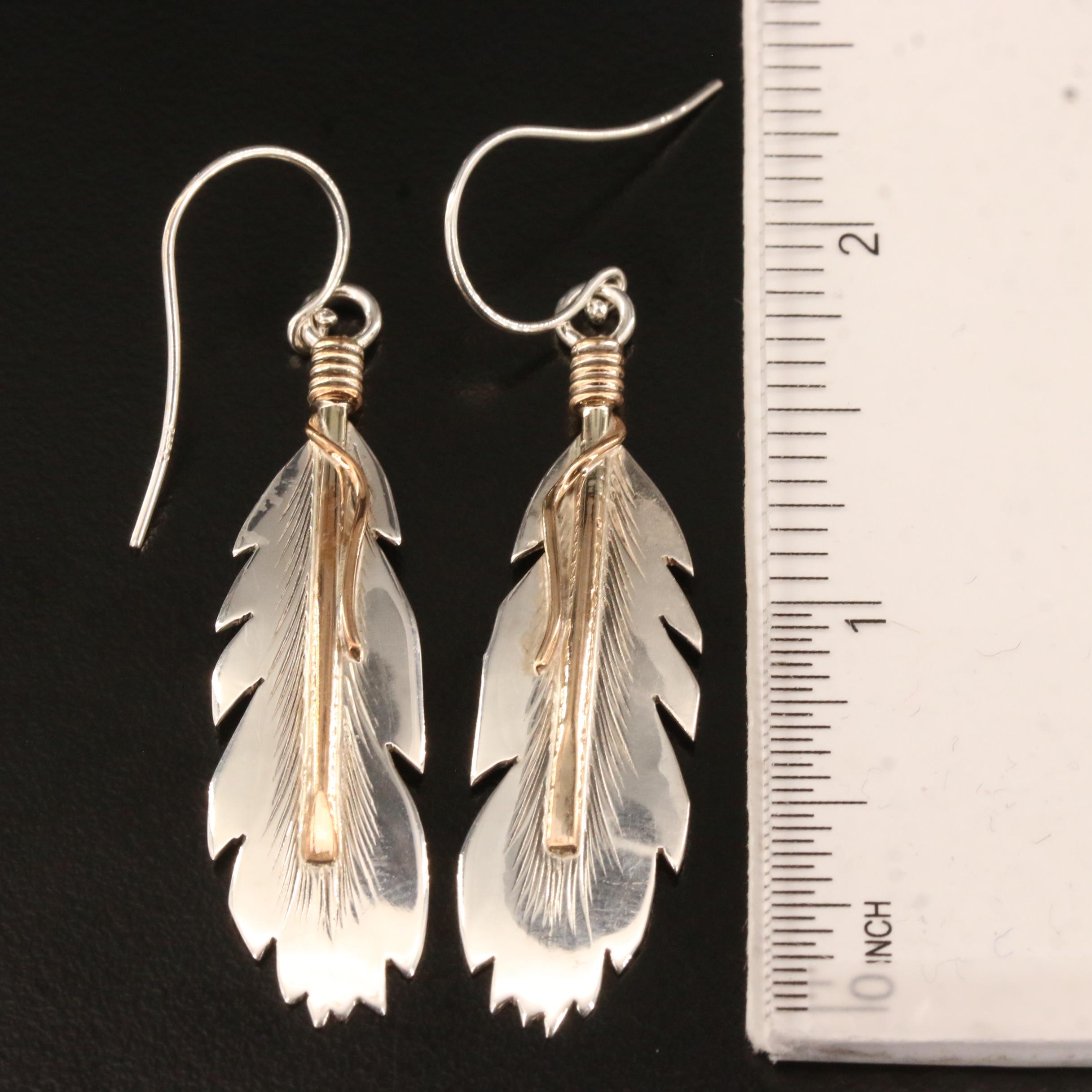 Southwestern Style Earrings Featuring Harvey Mace Navajo Diné Feather Earrings