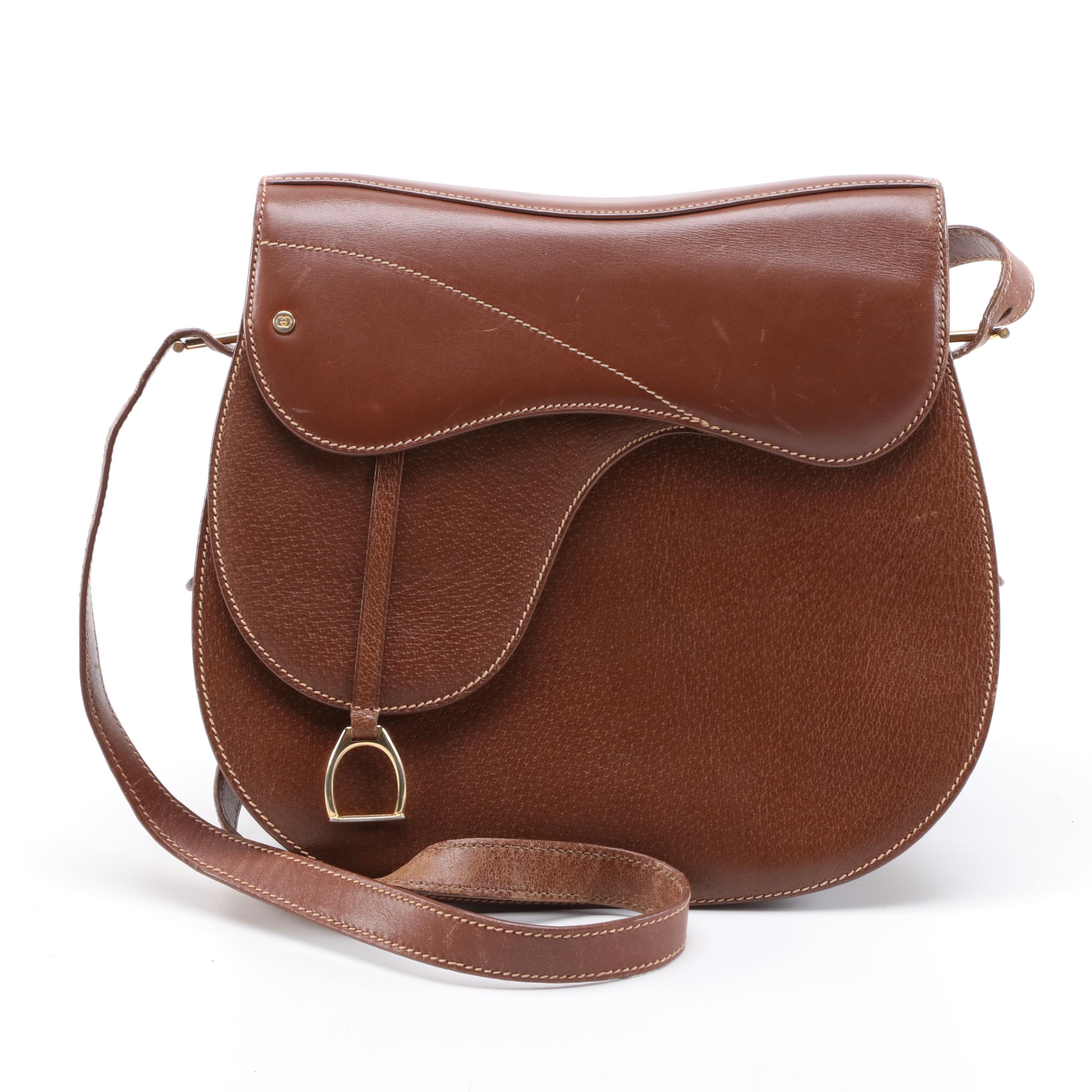 Gucci Brown Leather Saddle Crossbody Bag
