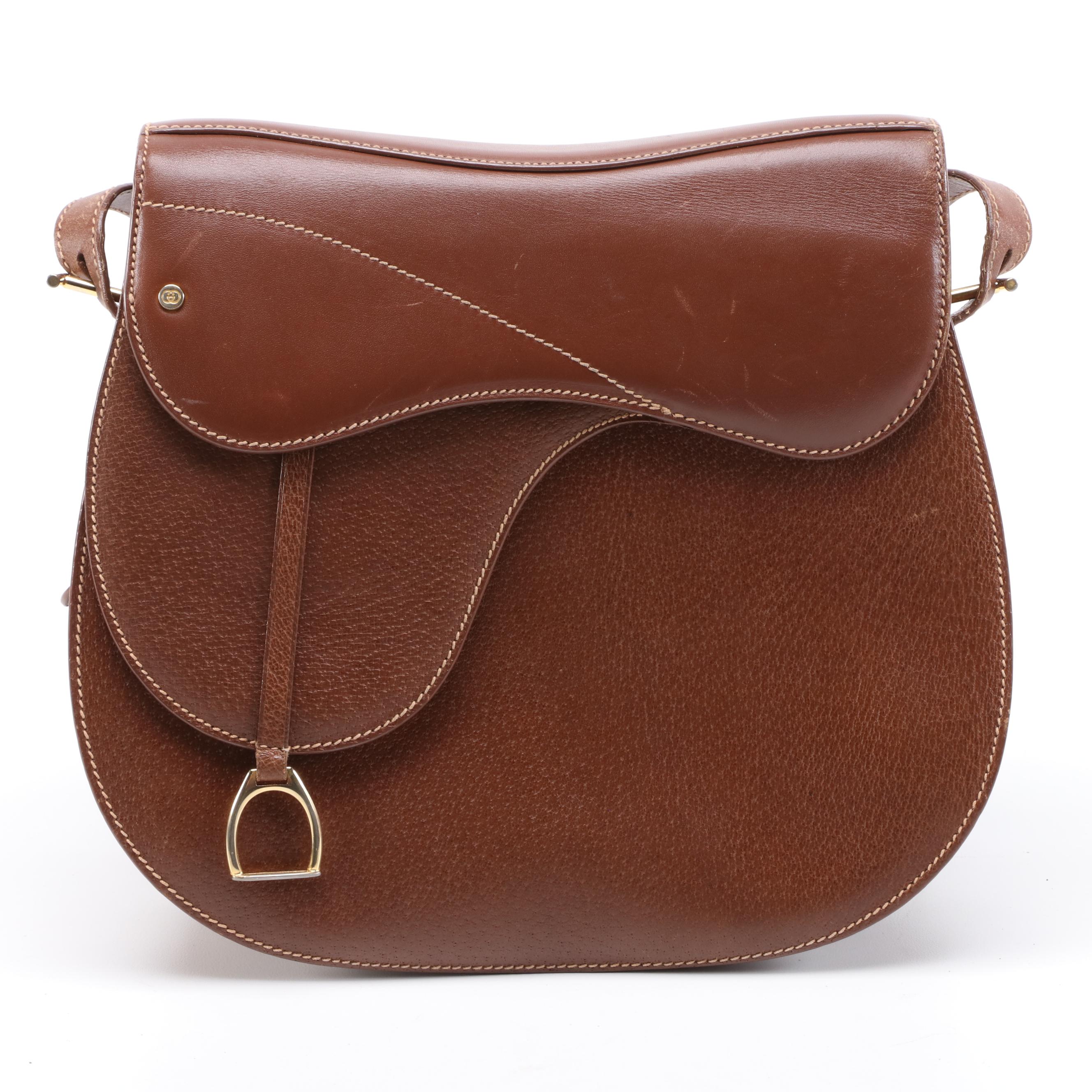 Gucci Brown Leather Saddle Crossbody Bag