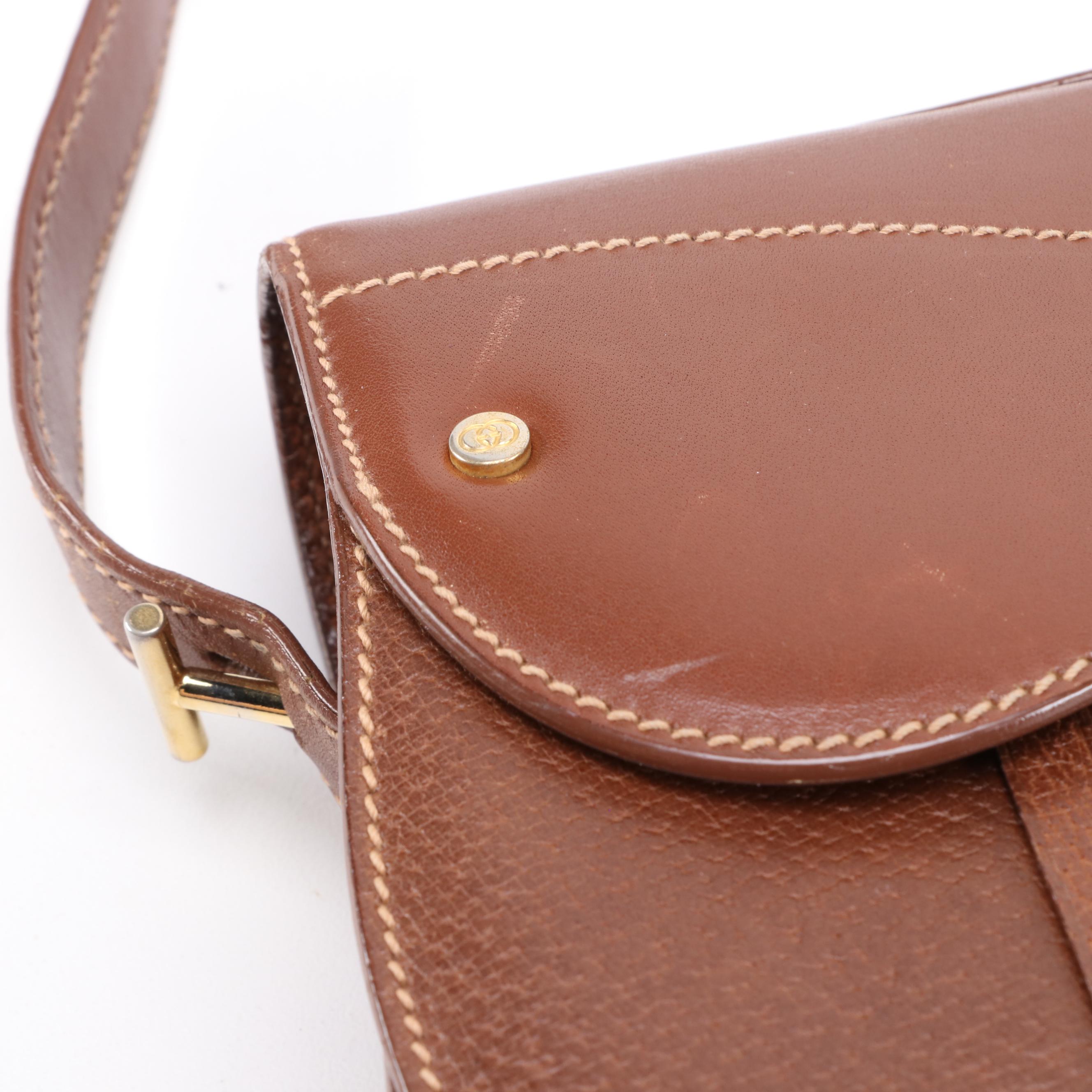 Gucci Brown Leather Saddle Crossbody Bag