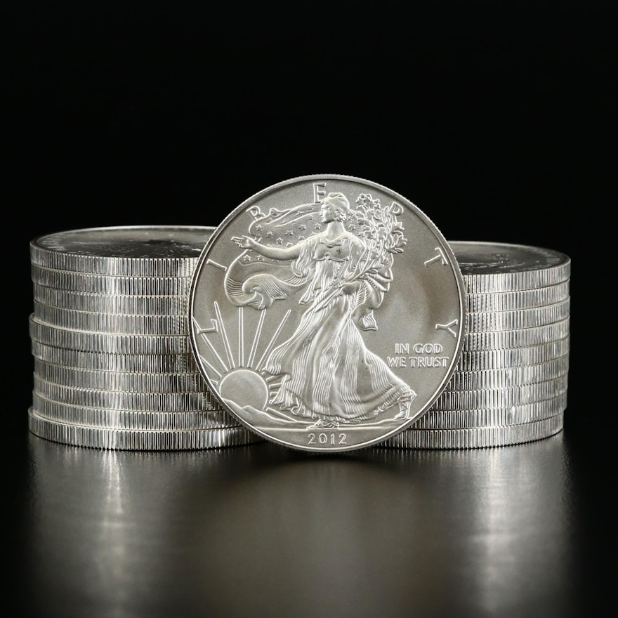 Mint Roll of Twenty 2012 American Silver Eagle Bullion Coins
