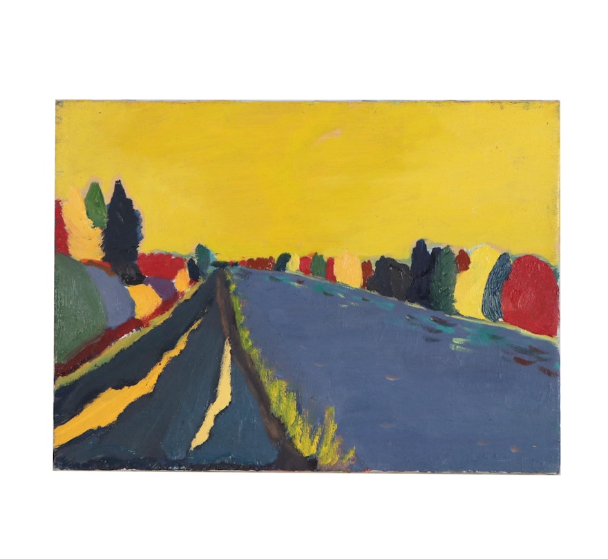 Jerald Mironov Fauvist Style Oil Painting of Back Roads
