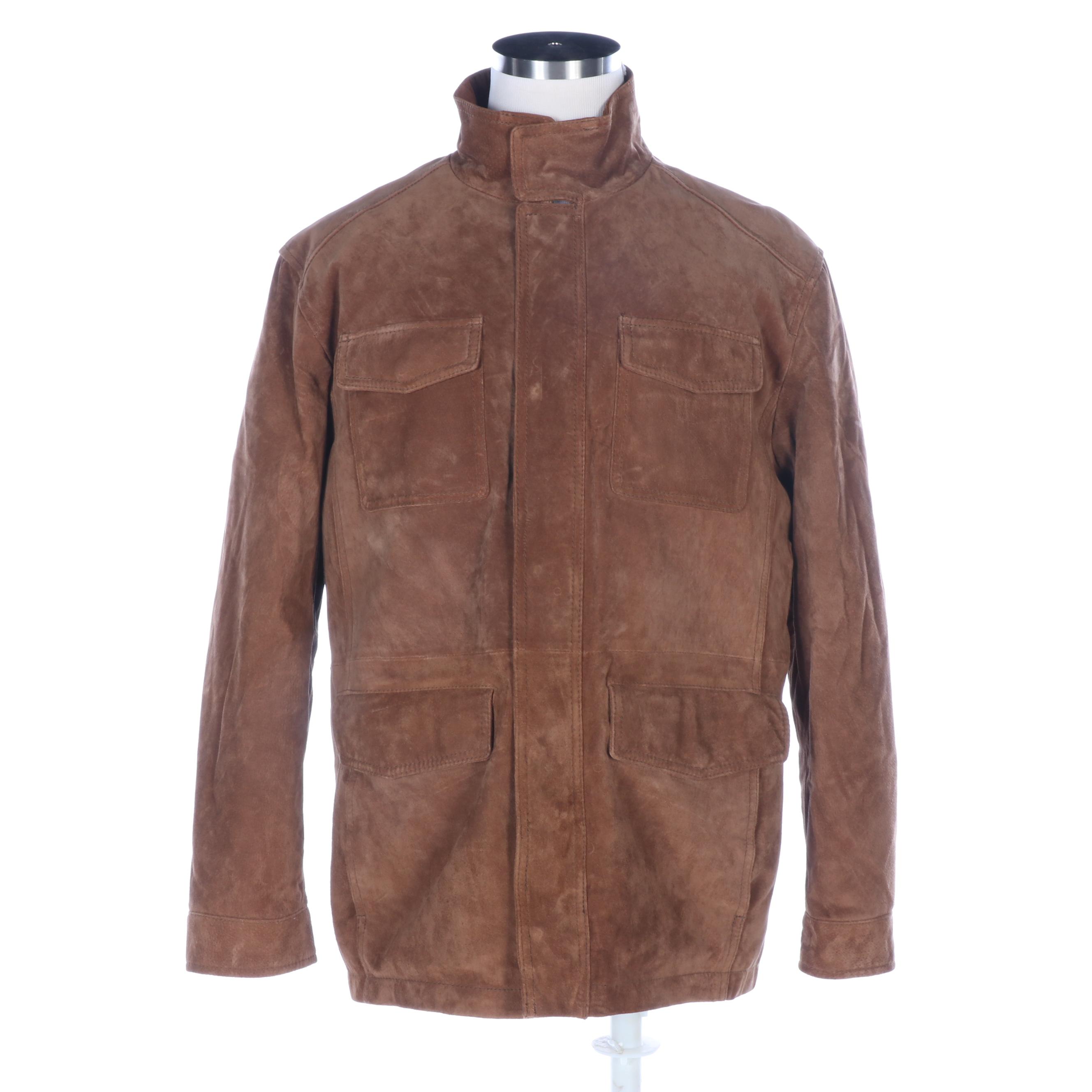 Men's Roundtree and Yorke Brown Suede Jacket