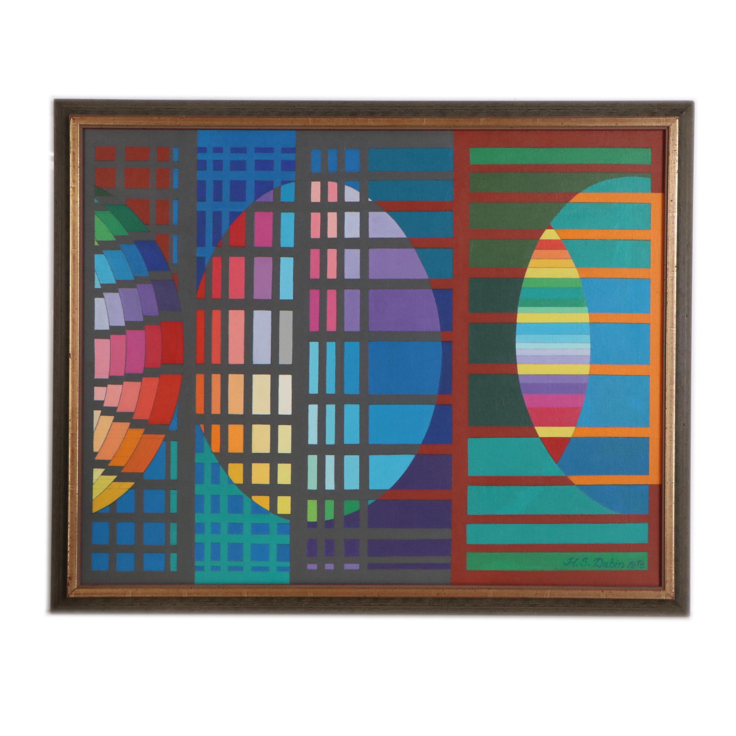 Howard Dubin Abstract Polychrome Oil Painting, 1978