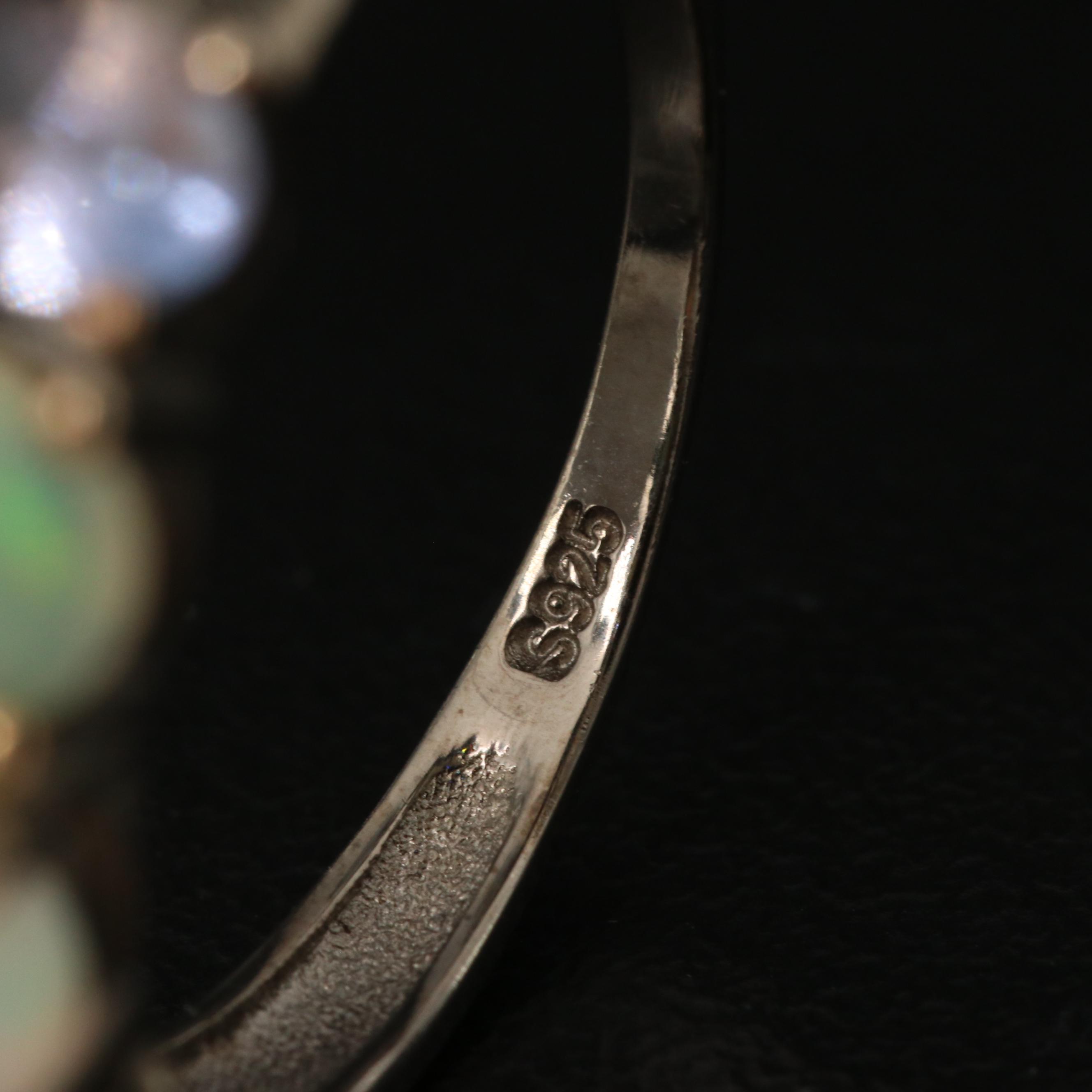 Sterling Silver Opal and Tanzanite Five Stone Ring