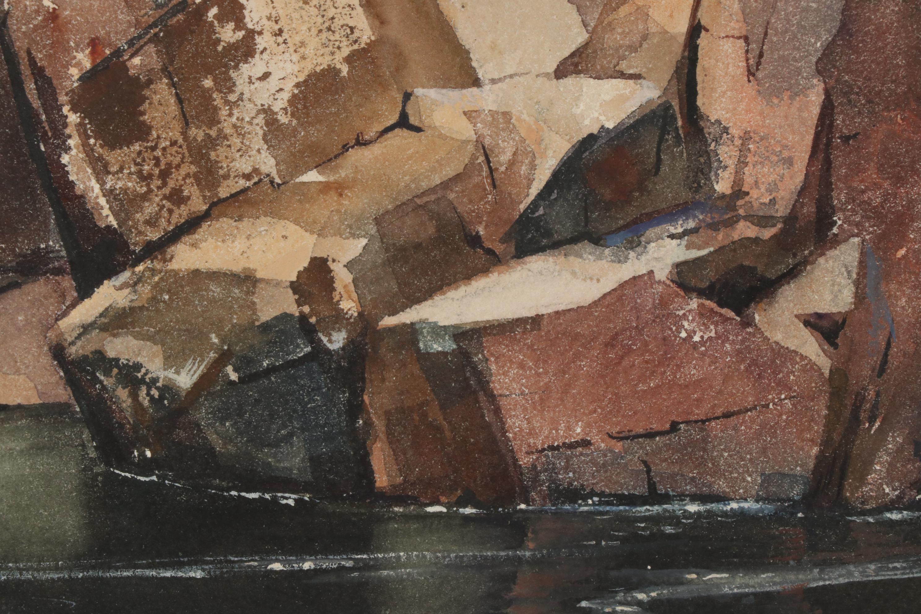 W. B. Romeling Watercolor Painting "Red Rocks, West Canada", 20th Century