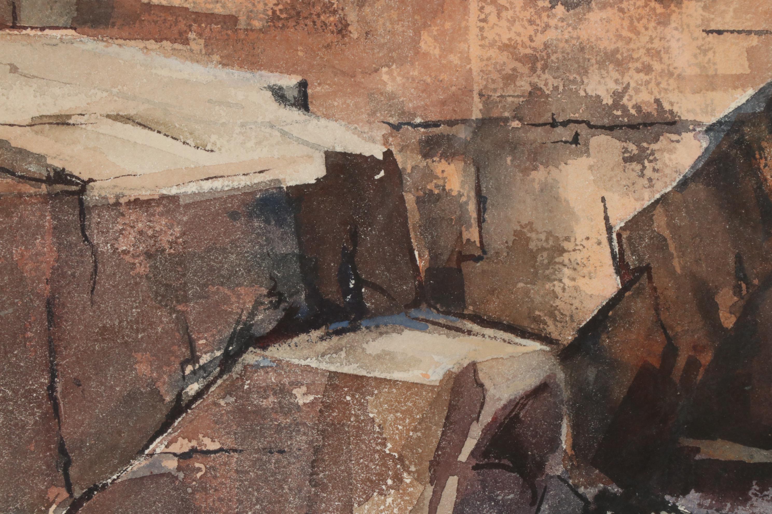 W. B. Romeling Watercolor Painting "Red Rocks, West Canada", 20th Century