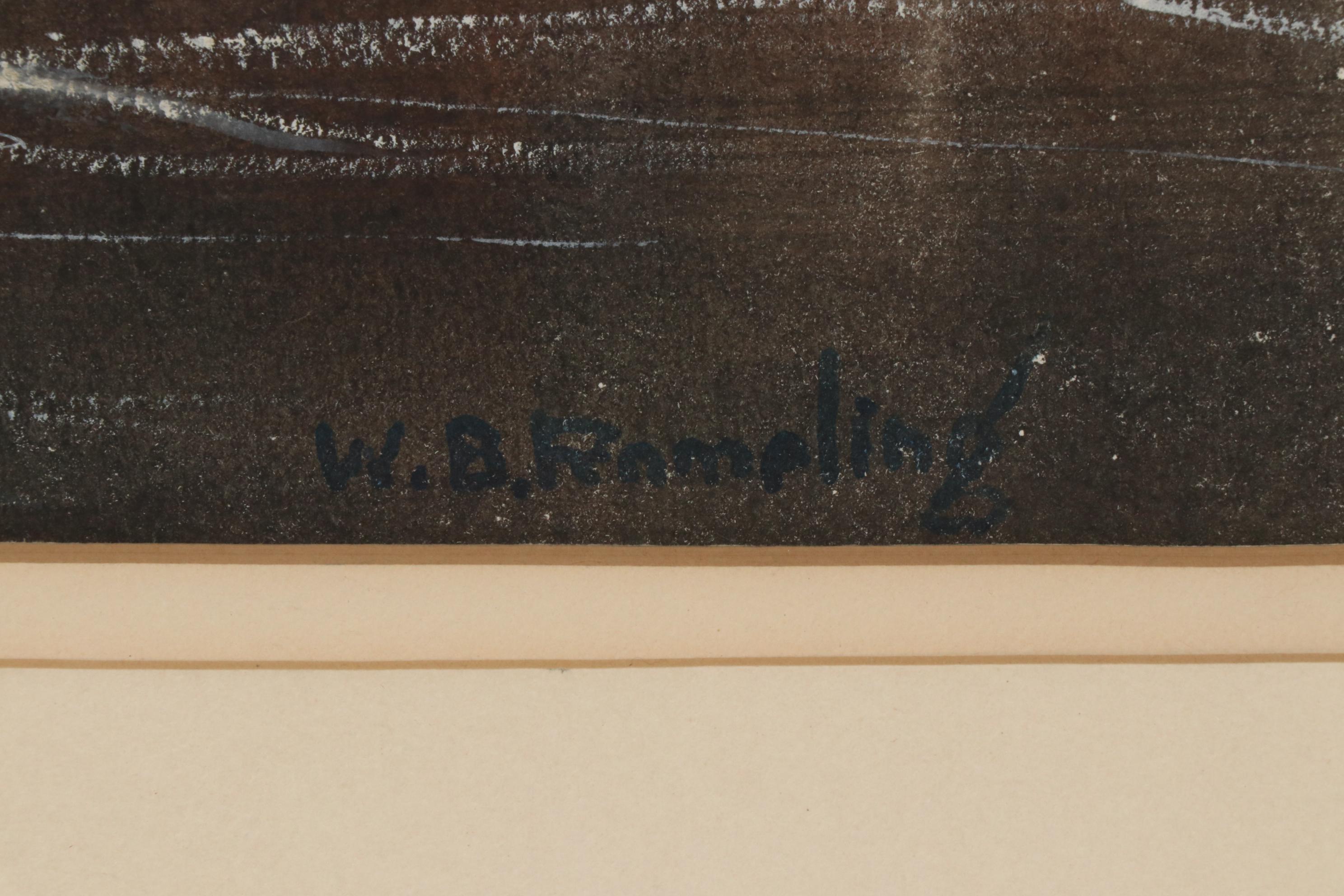 W. B. Romeling Watercolor Painting "Red Rocks, West Canada", 20th Century