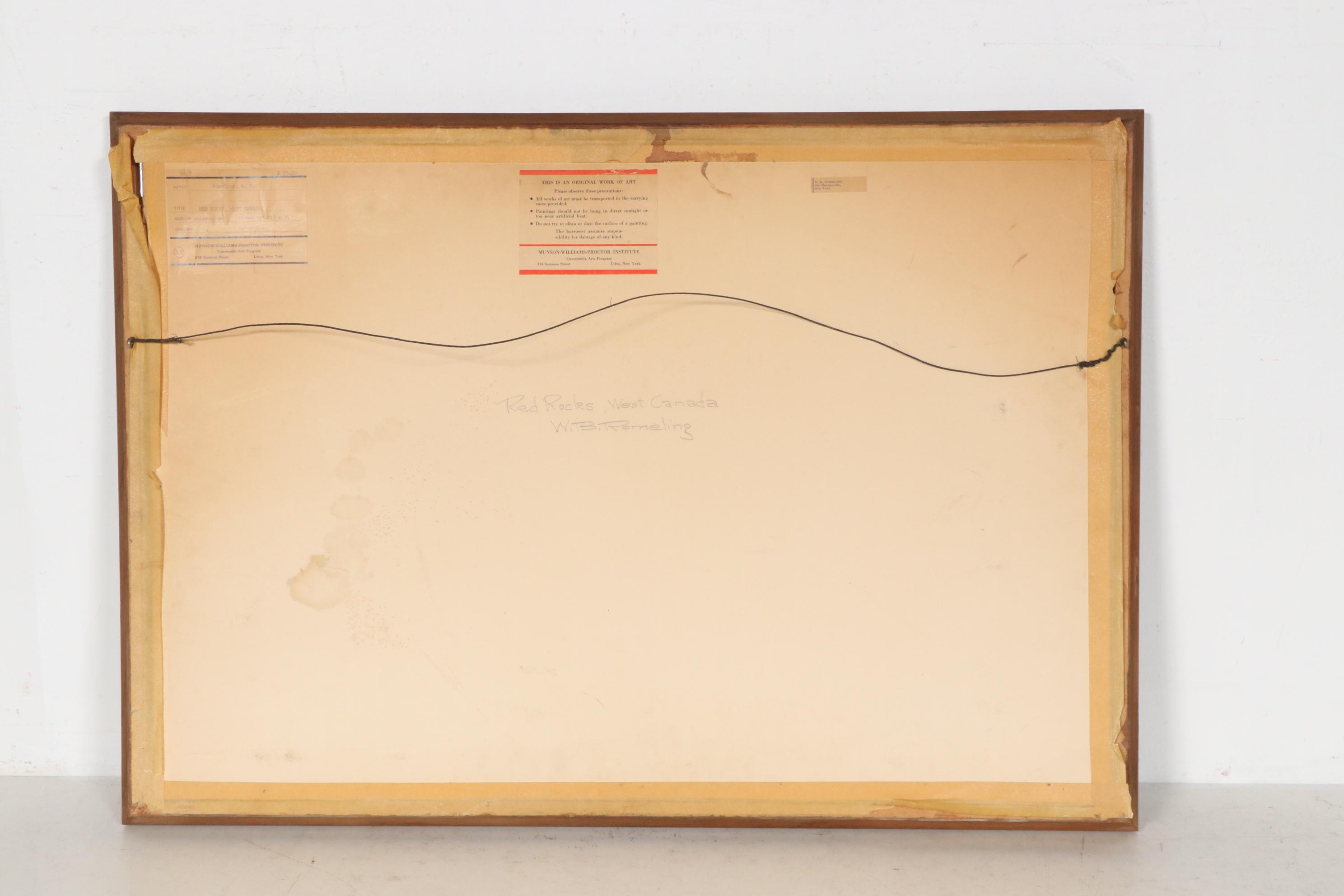 W. B. Romeling Watercolor Painting "Red Rocks, West Canada", 20th Century