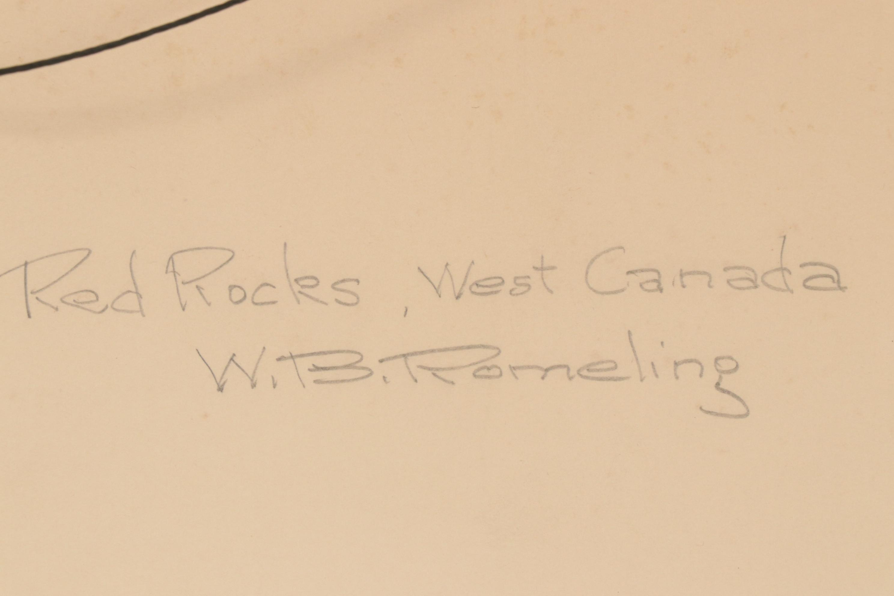W. B. Romeling Watercolor Painting "Red Rocks, West Canada", 20th Century