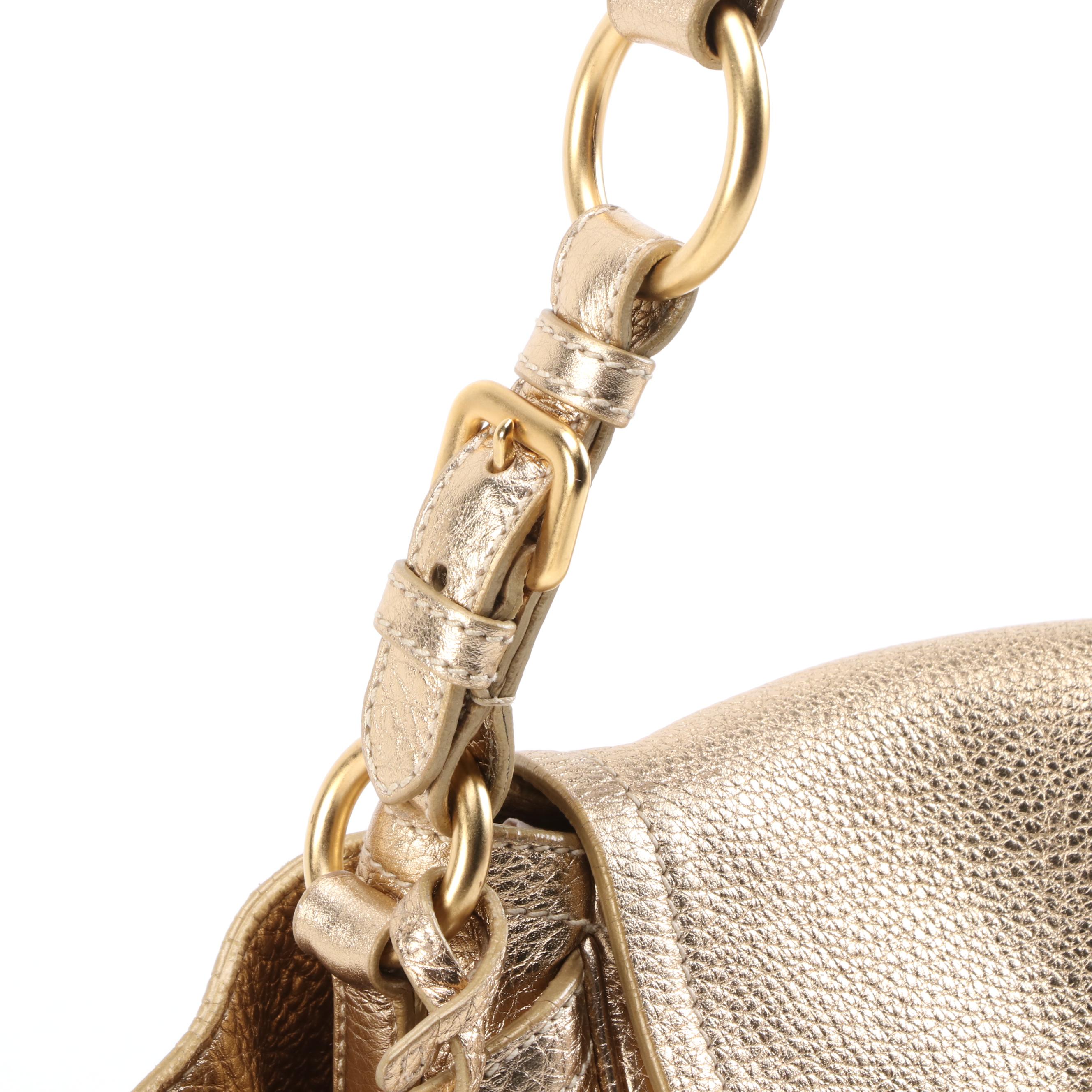 Prada Gold Metallic Vitello Daino Leather Handbag